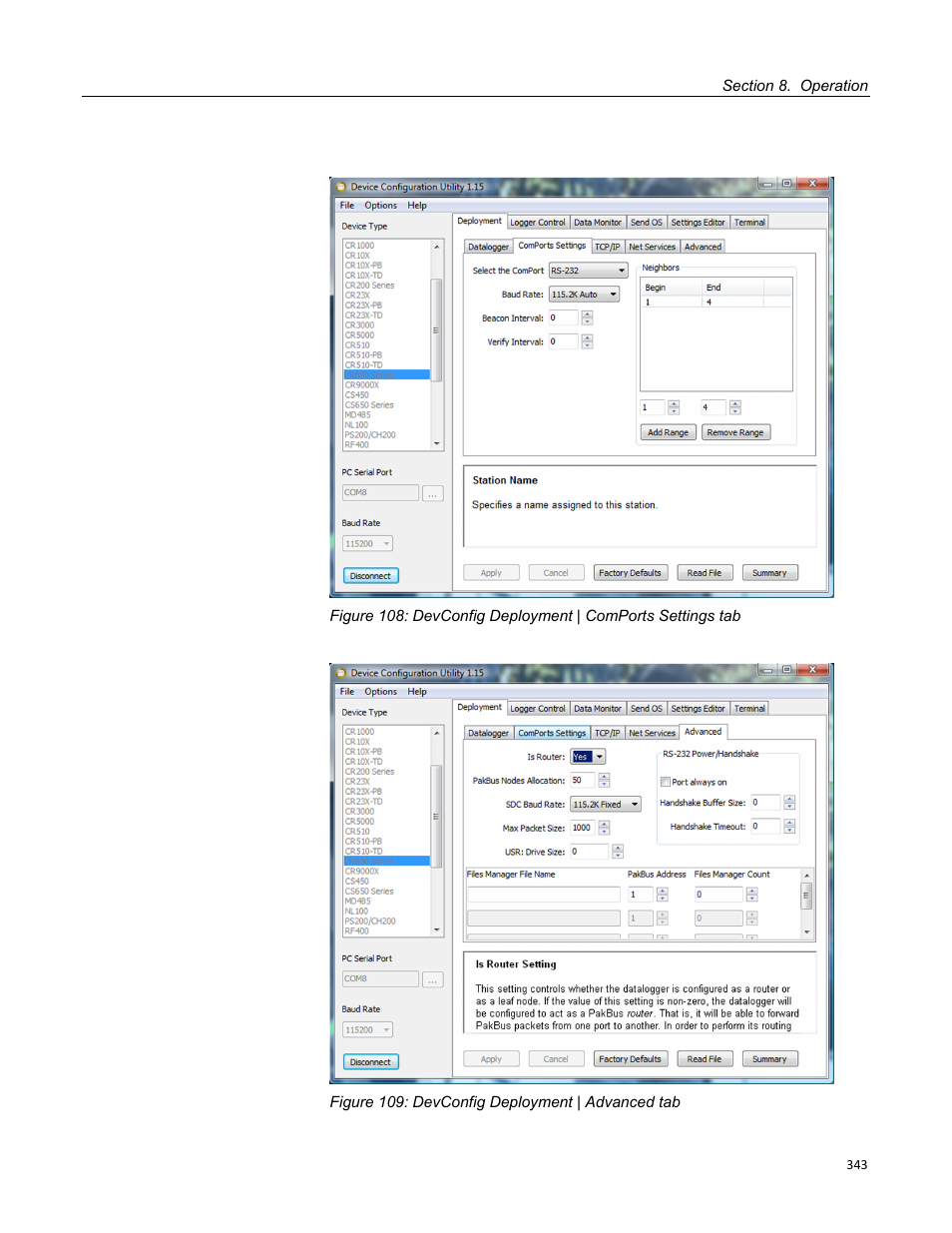 Campbell Scientific CR800 and CR850 Measurement and Control Systems User Manual | Page 343 / 566