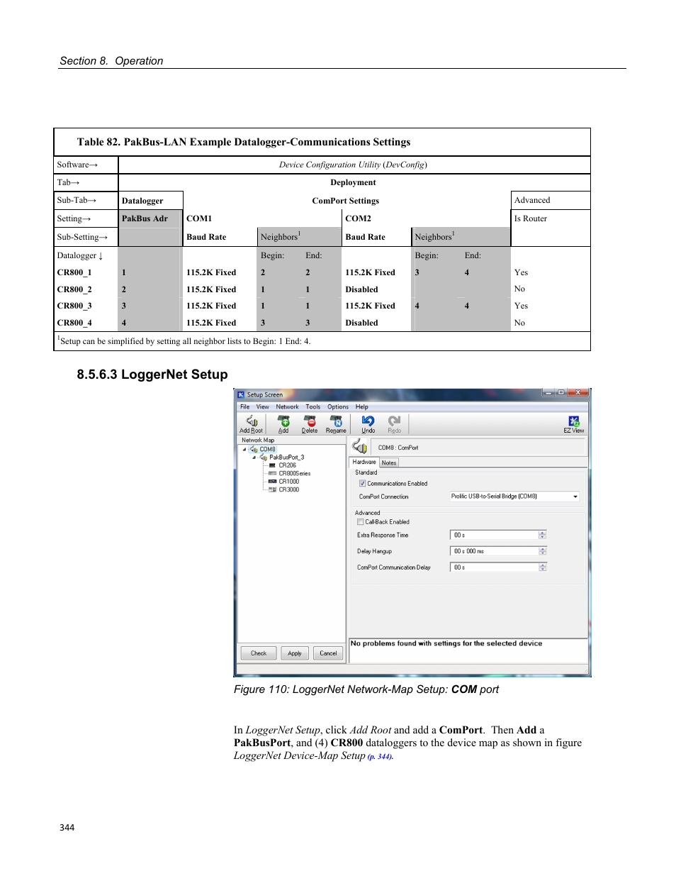 3 loggernet setup, Figure 103: pakbus network addressing | Campbell Scientific CR800 and CR850 Measurement and Control Systems User Manual | Page 344 / 566