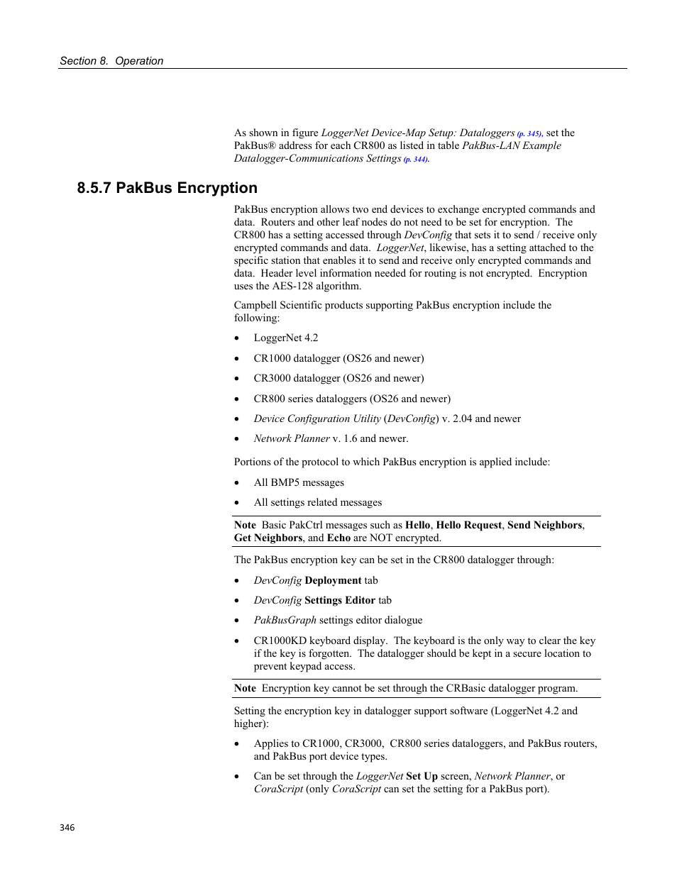 7 pakbus encryption | Campbell Scientific CR800 and CR850 Measurement and Control Systems User Manual | Page 346 / 566