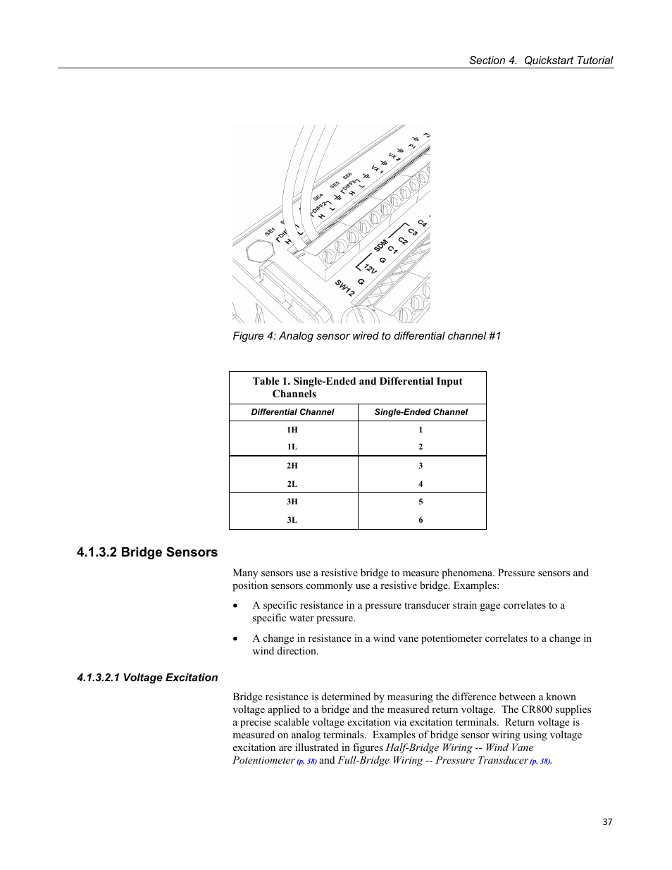 2 bridge sensors, 1 voltage excitation, P. 37 | Campbell Scientific CR800 and CR850 Measurement and Control Systems User Manual | Page 37 / 566