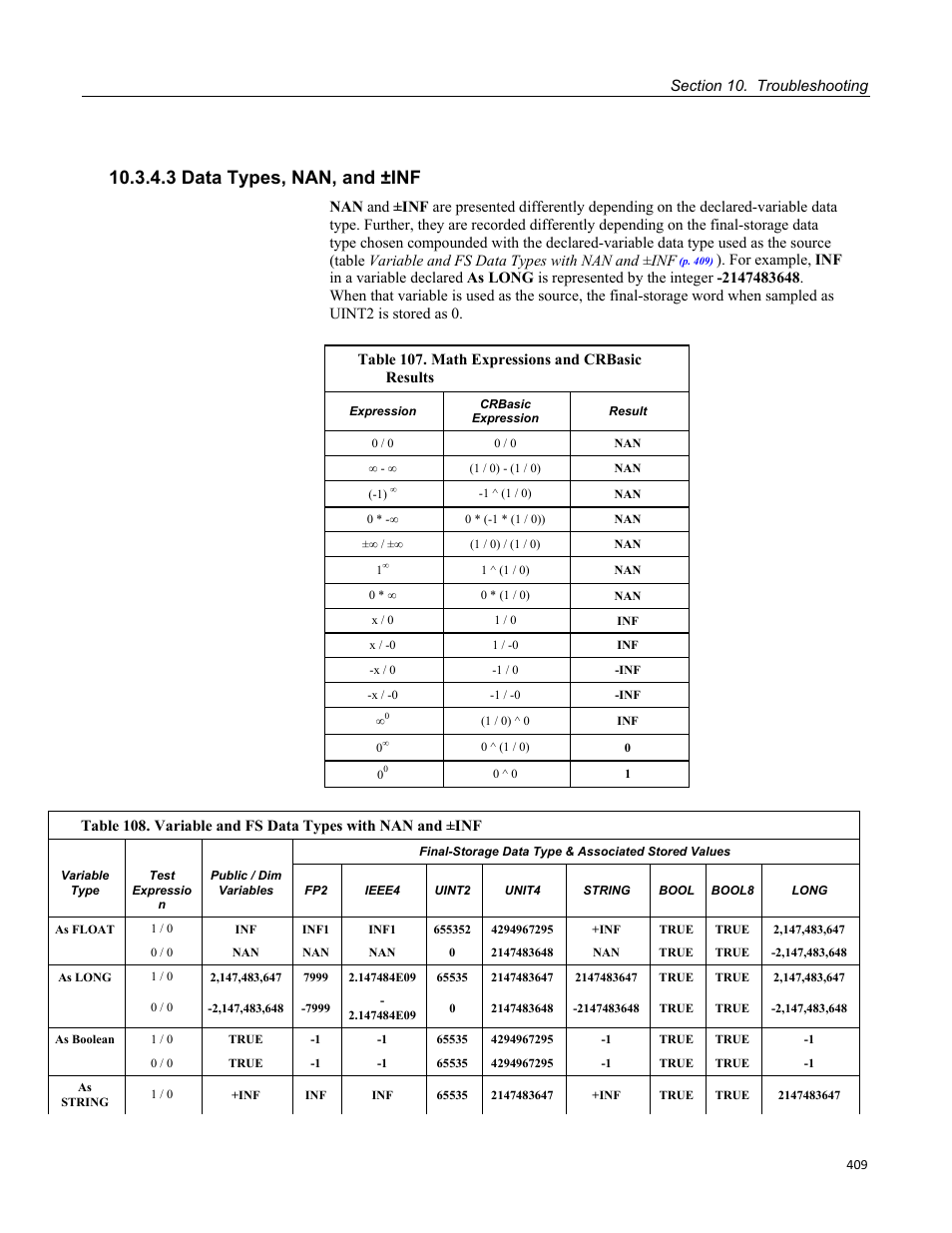 3 data types, nan, and ±inf, Figure 124: loosening retention nuts, Table 105. internal lithium-battery specifications | Campbell Scientific CR800 and CR850 Measurement and Control Systems User Manual | Page 409 / 566