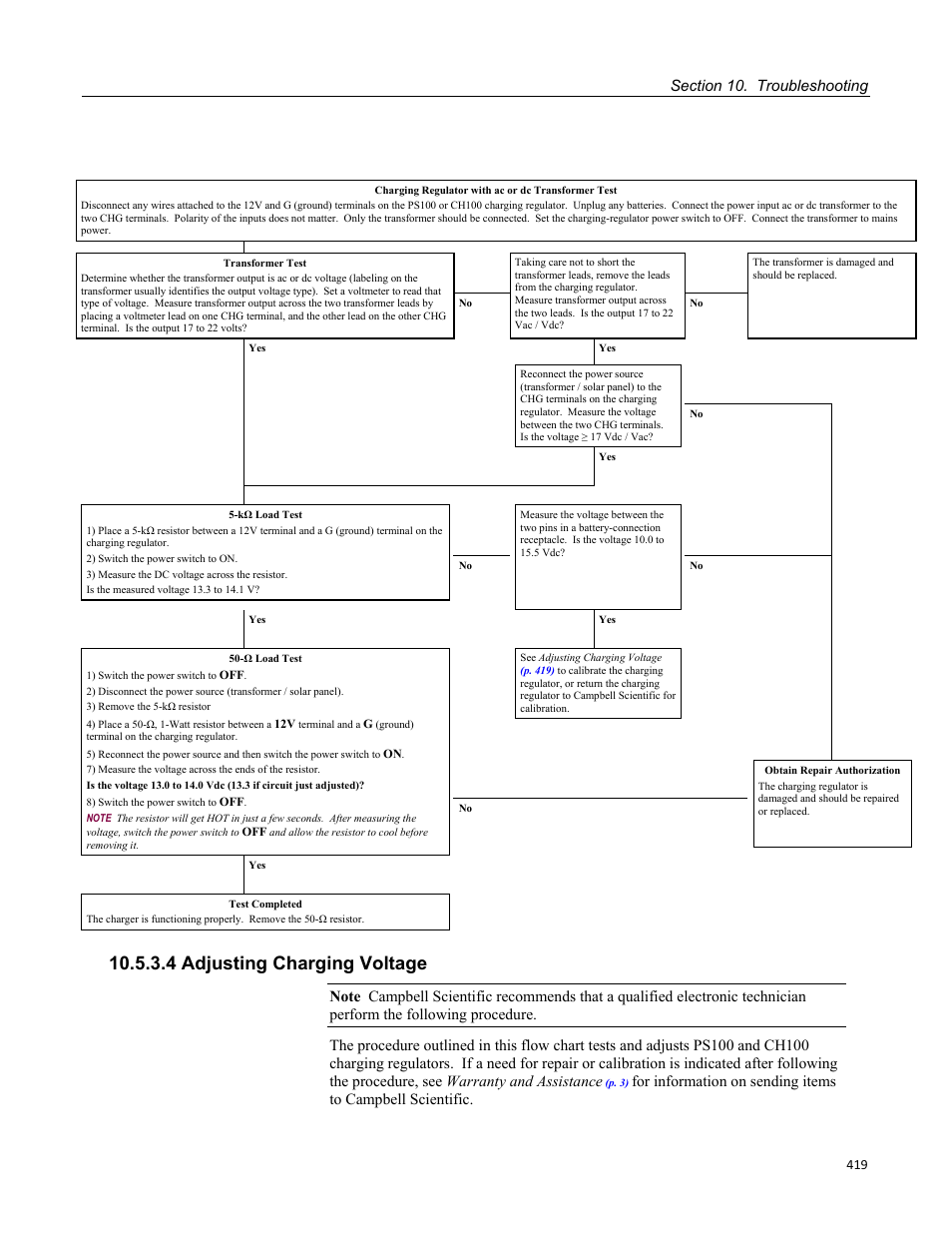 4 adjusting charging voltage | Campbell Scientific CR800 and CR850 Measurement and Control Systems User Manual | Page 419 / 566