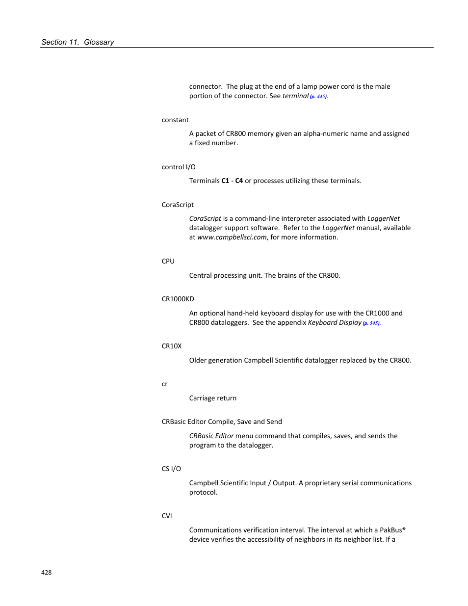 Campbell Scientific CR800 and CR850 Measurement and Control Systems User Manual | Page 428 / 566