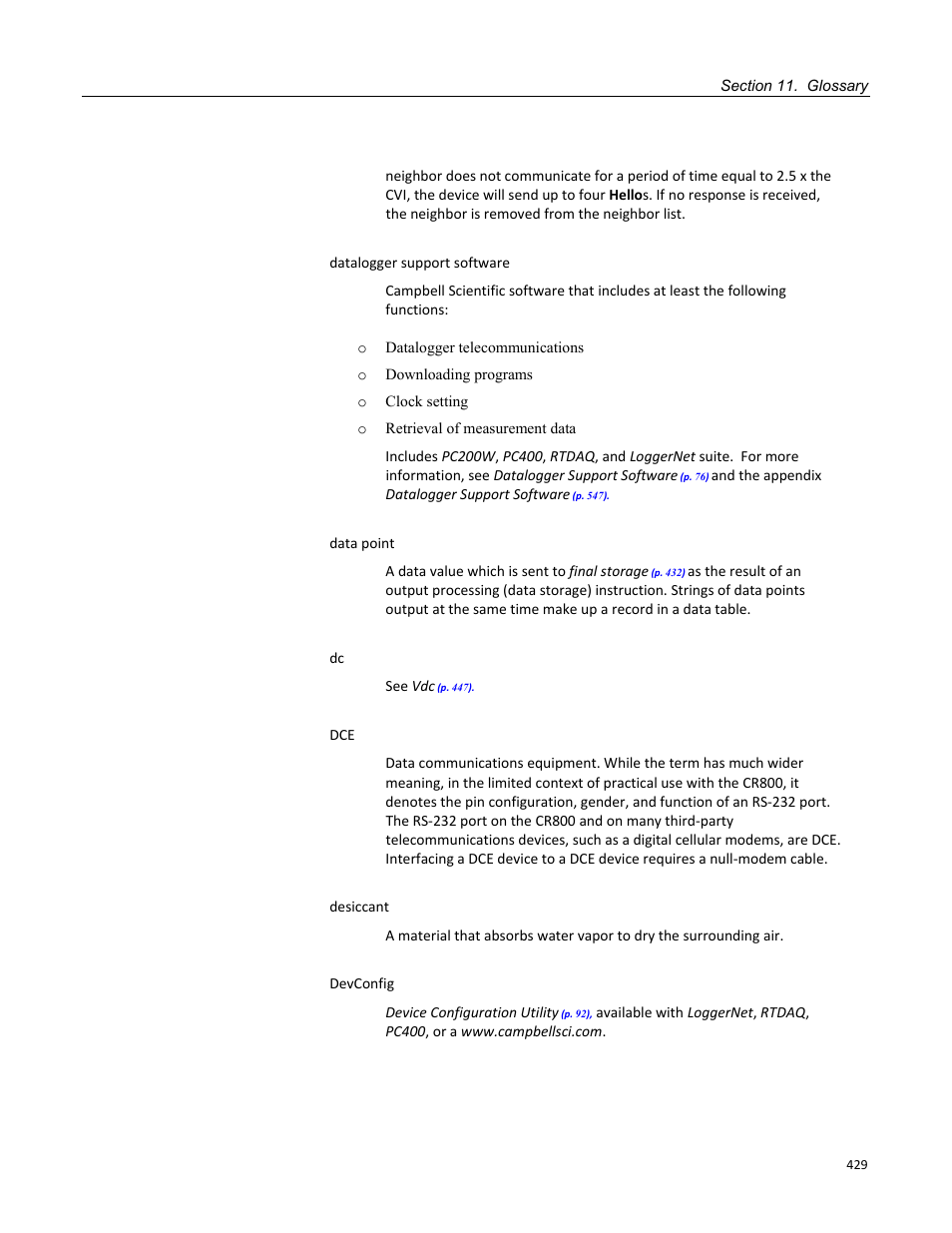 Campbell Scientific CR800 and CR850 Measurement and Control Systems User Manual | Page 429 / 566