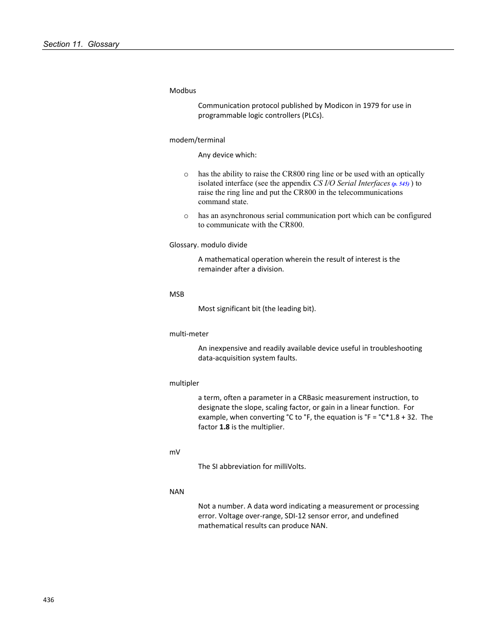 P. 436) | Campbell Scientific CR800 and CR850 Measurement and Control Systems User Manual | Page 436 / 566