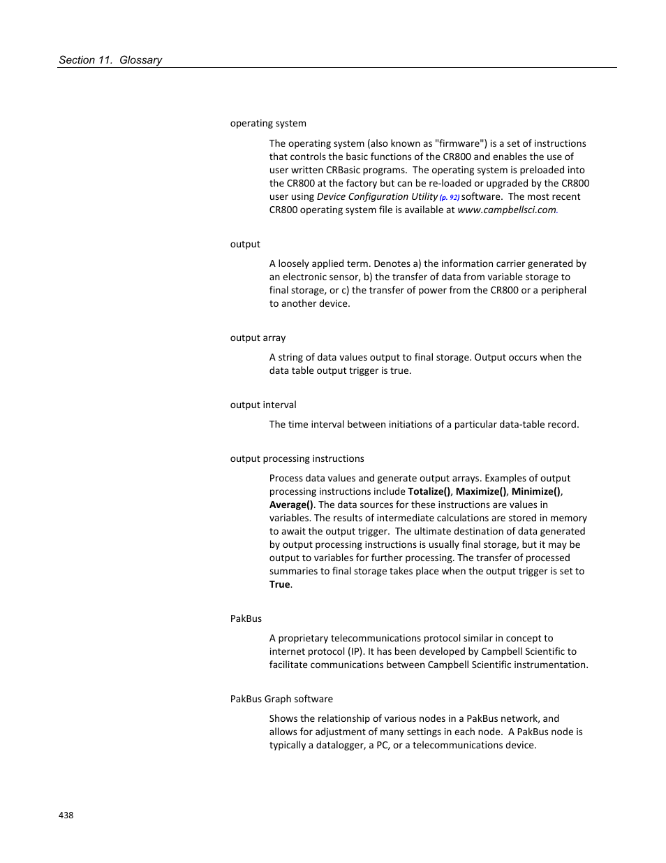 Campbell Scientific CR800 and CR850 Measurement and Control Systems User Manual | Page 438 / 566