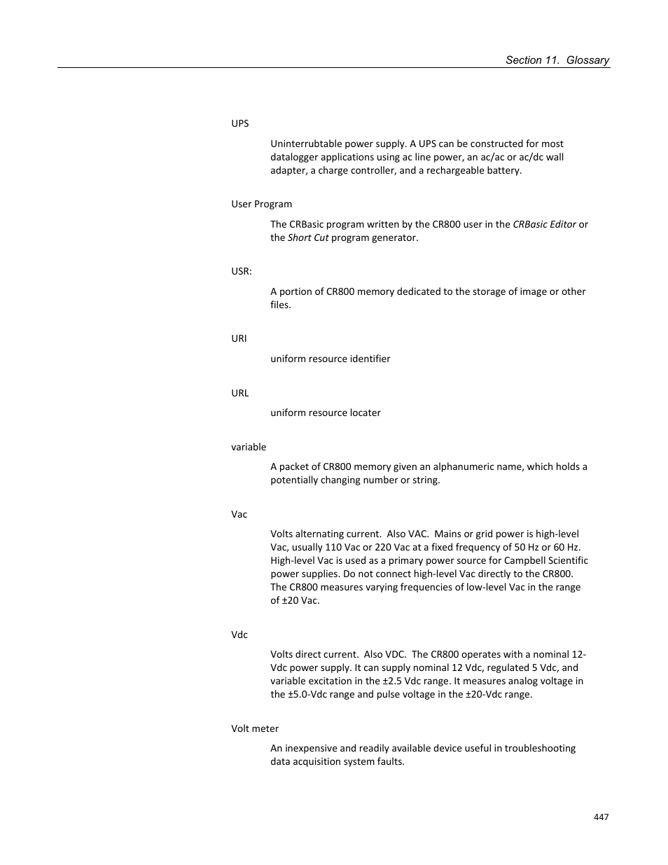 Campbell Scientific CR800 and CR850 Measurement and Control Systems User Manual | Page 447 / 566
