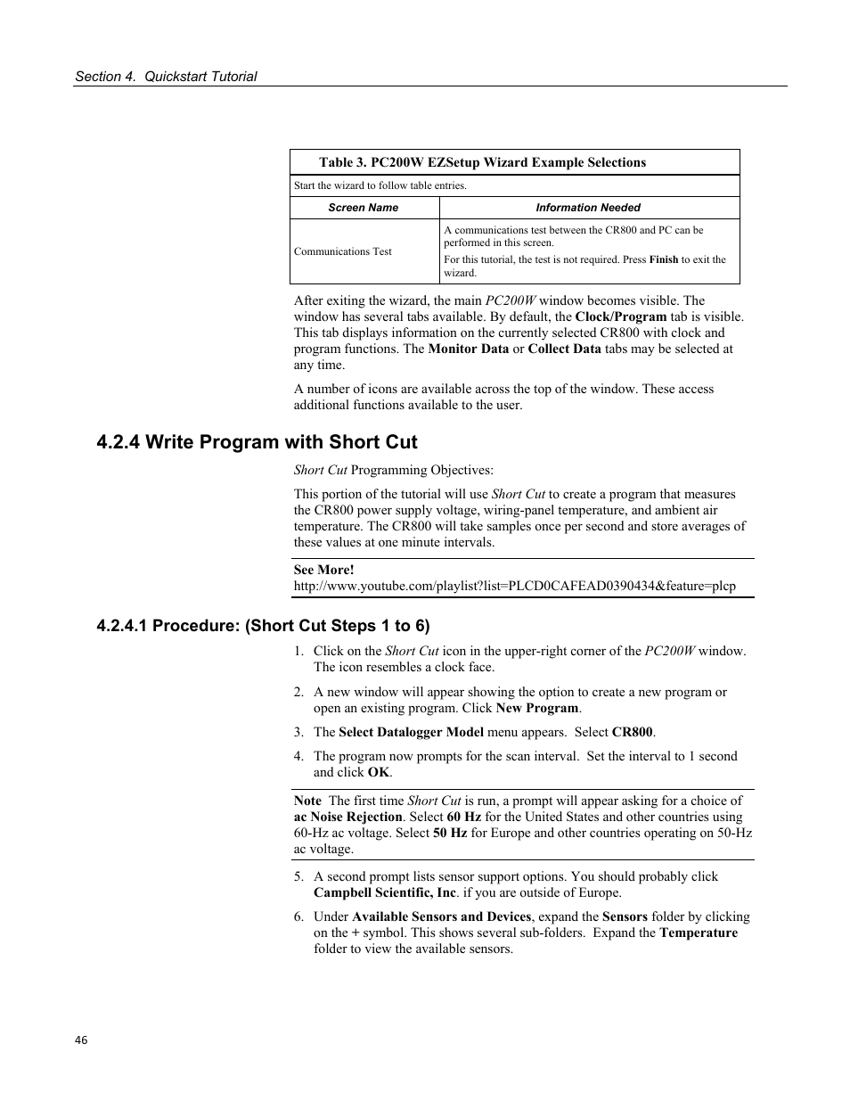 4 write program with short cut, 1 procedure: (short cut steps 1 to 6) | Campbell Scientific CR800 and CR850 Measurement and Control Systems User Manual | Page 46 / 566