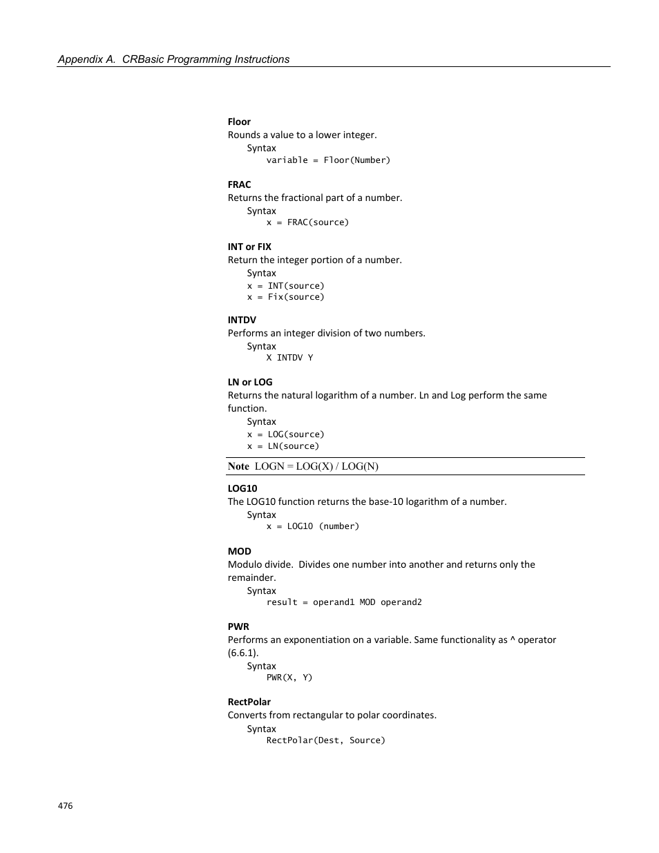 Campbell Scientific CR800 and CR850 Measurement and Control Systems User Manual | Page 476 / 566