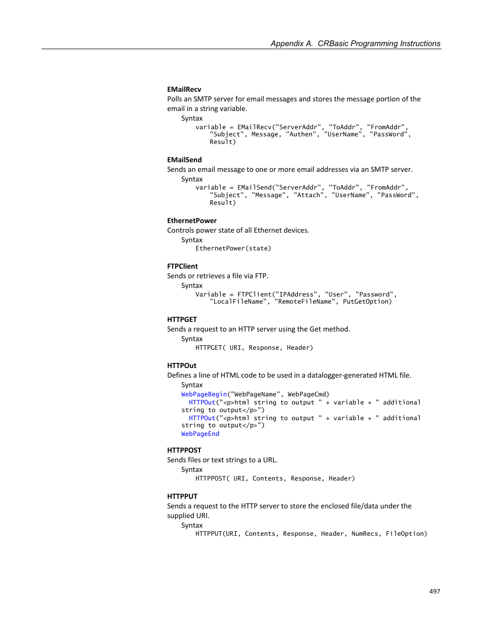 Table 114. derived trigonometric functions | Campbell Scientific CR800 and CR850 Measurement and Control Systems User Manual | Page 497 / 566