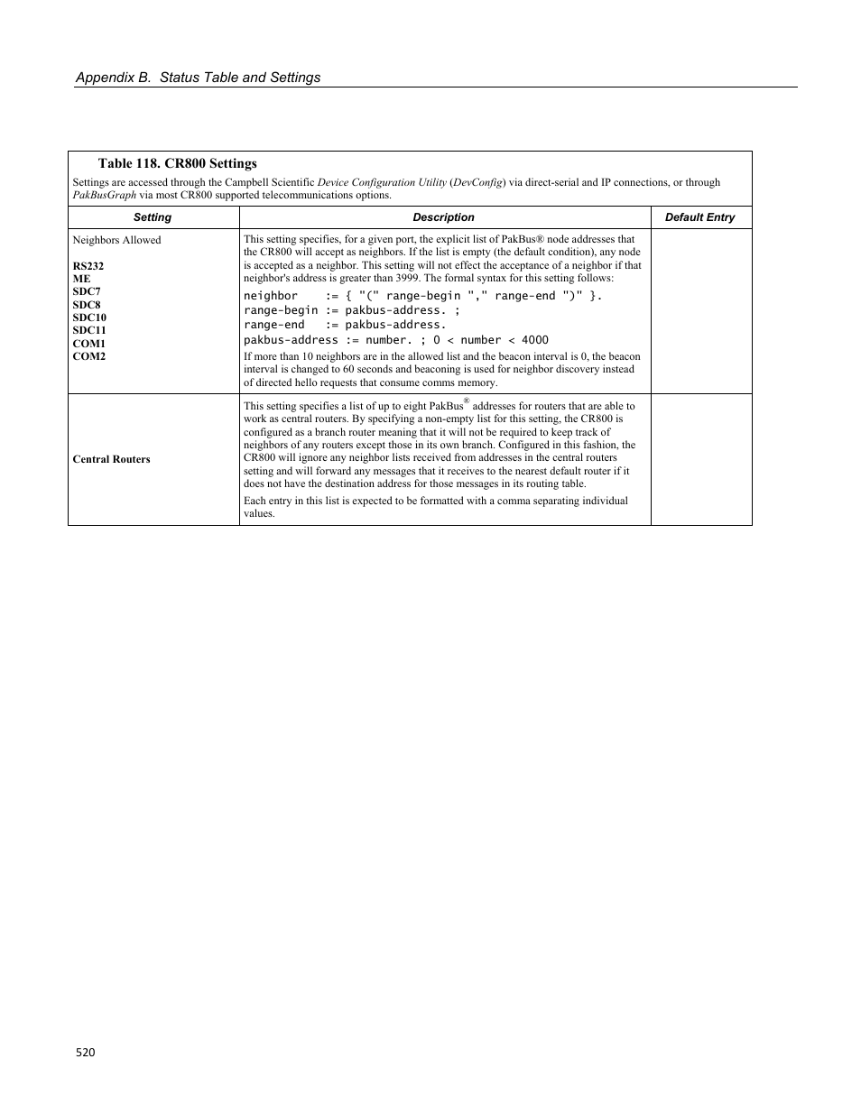 Campbell Scientific CR800 and CR850 Measurement and Control Systems User Manual | Page 520 / 566