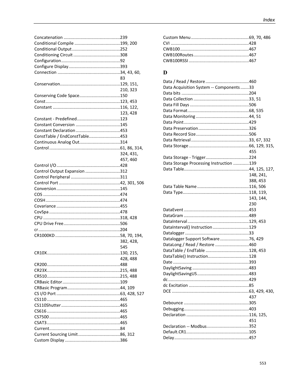 Campbell Scientific CR800 and CR850 Measurement and Control Systems User Manual | Page 553 / 566