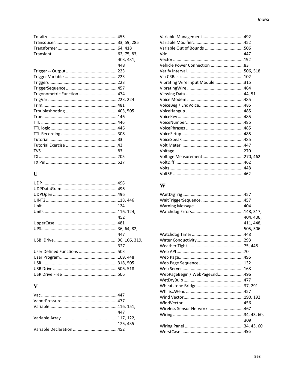 Campbell Scientific CR800 and CR850 Measurement and Control Systems User Manual | Page 563 / 566