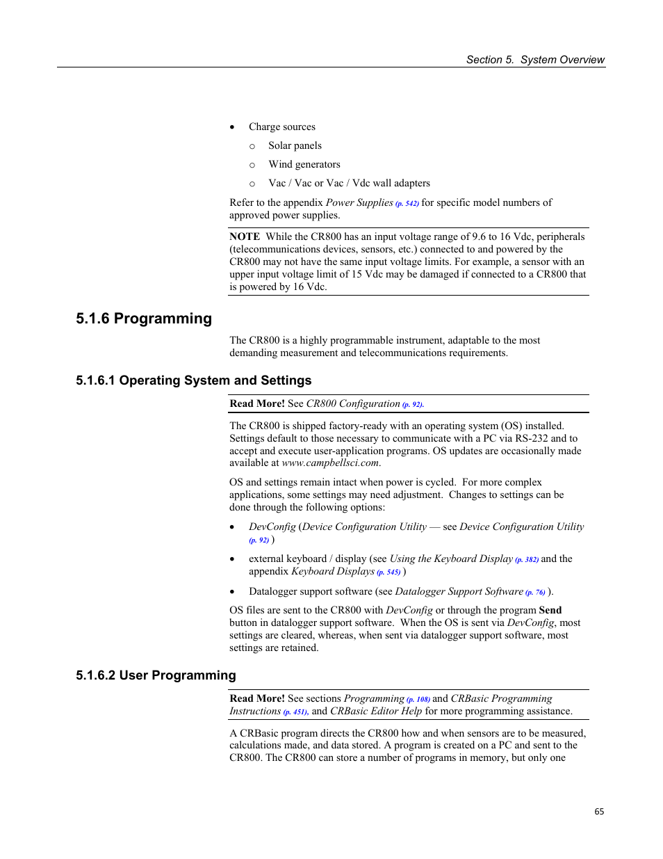 6 programming, 1 operating system and settings, 2 user programming | Campbell Scientific CR800 and CR850 Measurement and Control Systems User Manual | Page 65 / 566