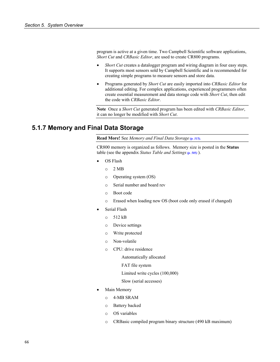 7 memory and final data storage | Campbell Scientific CR800 and CR850 Measurement and Control Systems User Manual | Page 66 / 566
