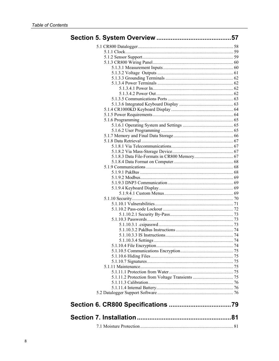Campbell Scientific CR800 and CR850 Measurement and Control Systems User Manual | Page 8 / 566
