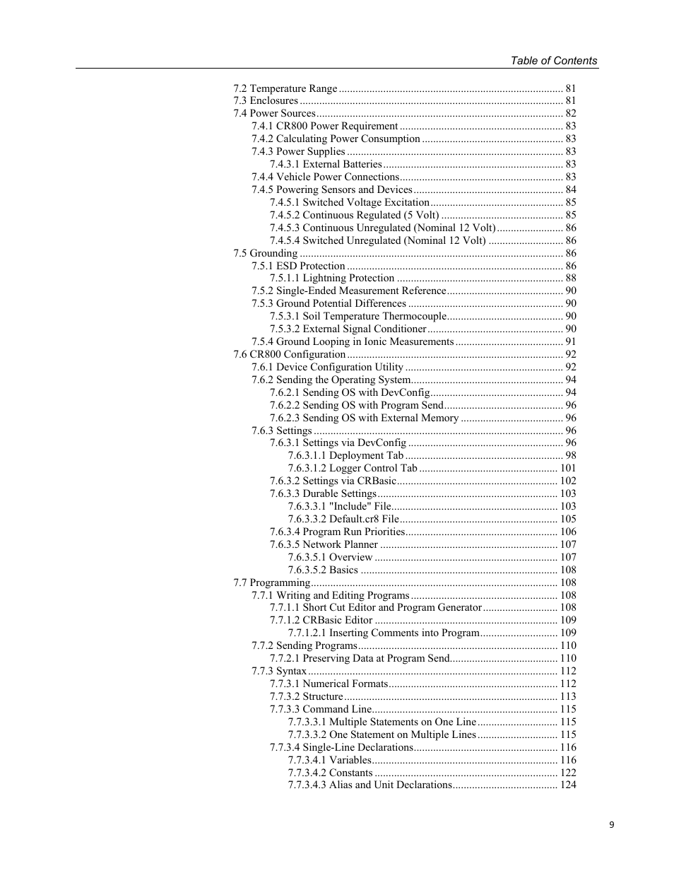 Campbell Scientific CR800 and CR850 Measurement and Control Systems User Manual | Page 9 / 566
