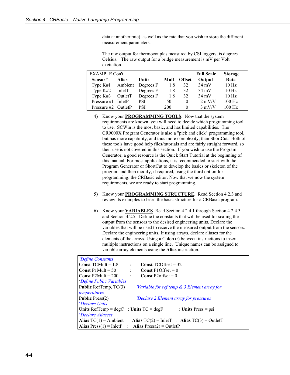 Define constants | Campbell Scientific CR9000X Measurement and Control System User Manual | Page 132 / 442