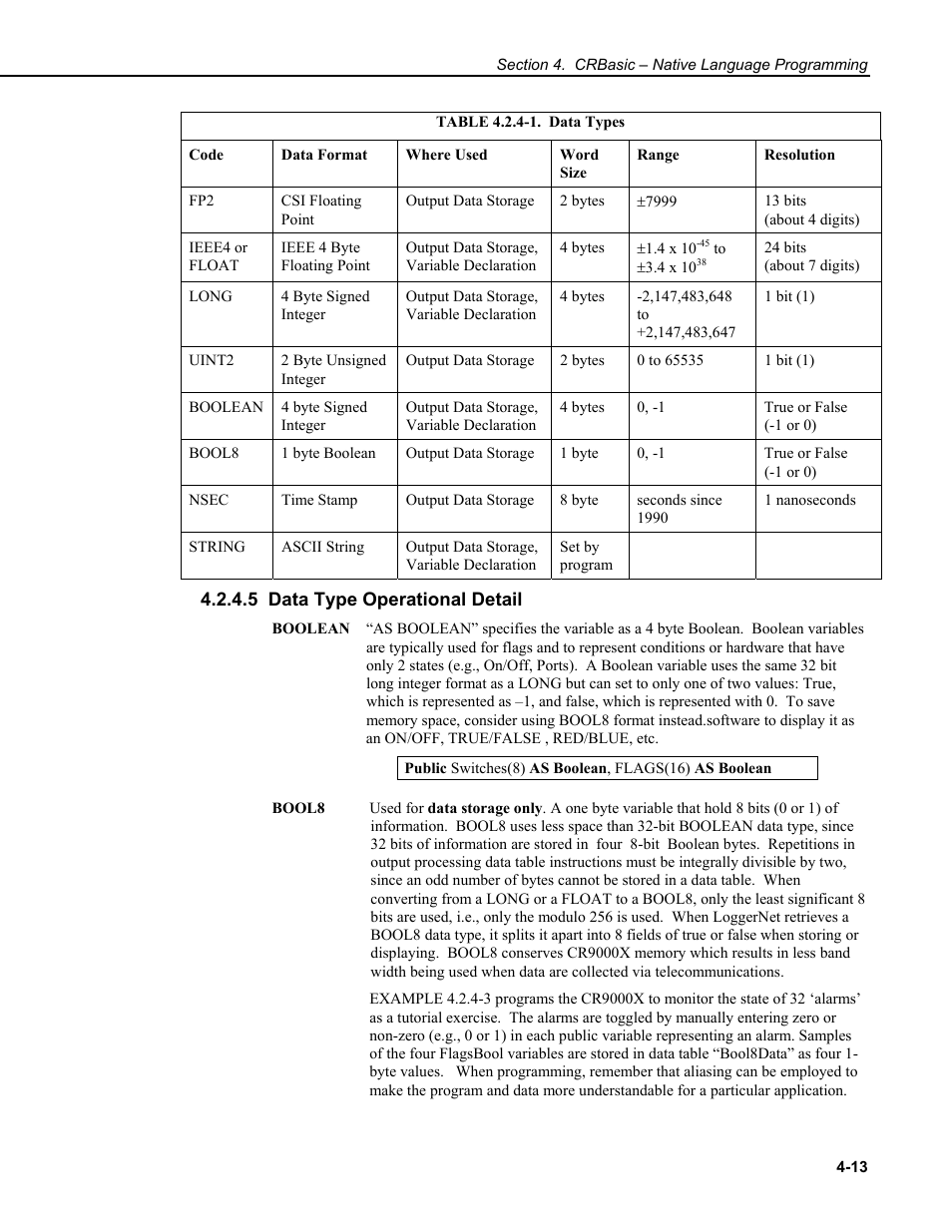 5 data type operational detail | Campbell Scientific CR9000X Measurement and Control System User Manual | Page 141 / 442