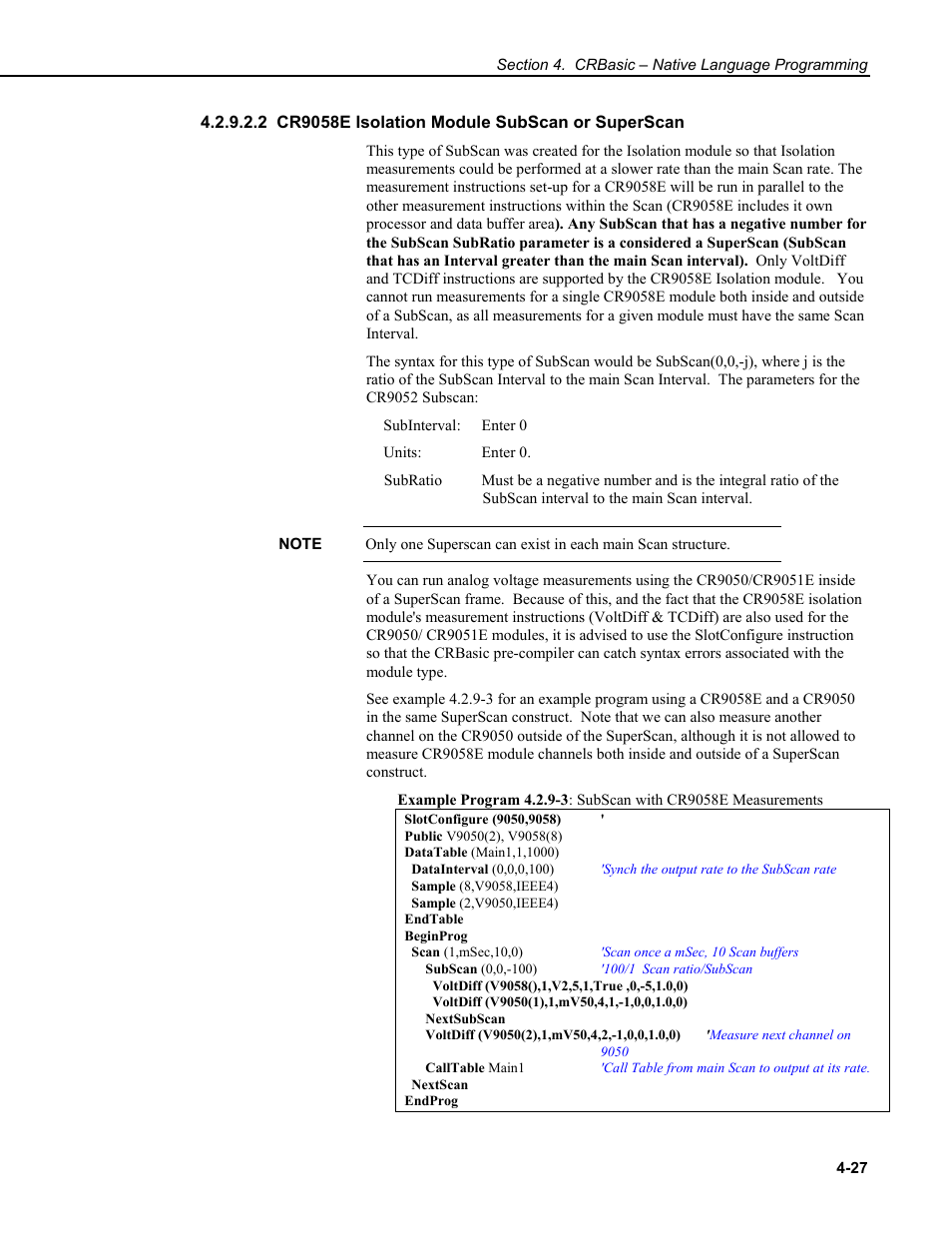 2 cr9058e isolation module subscan or superscan | Campbell Scientific CR9000X Measurement and Control System User Manual | Page 155 / 442