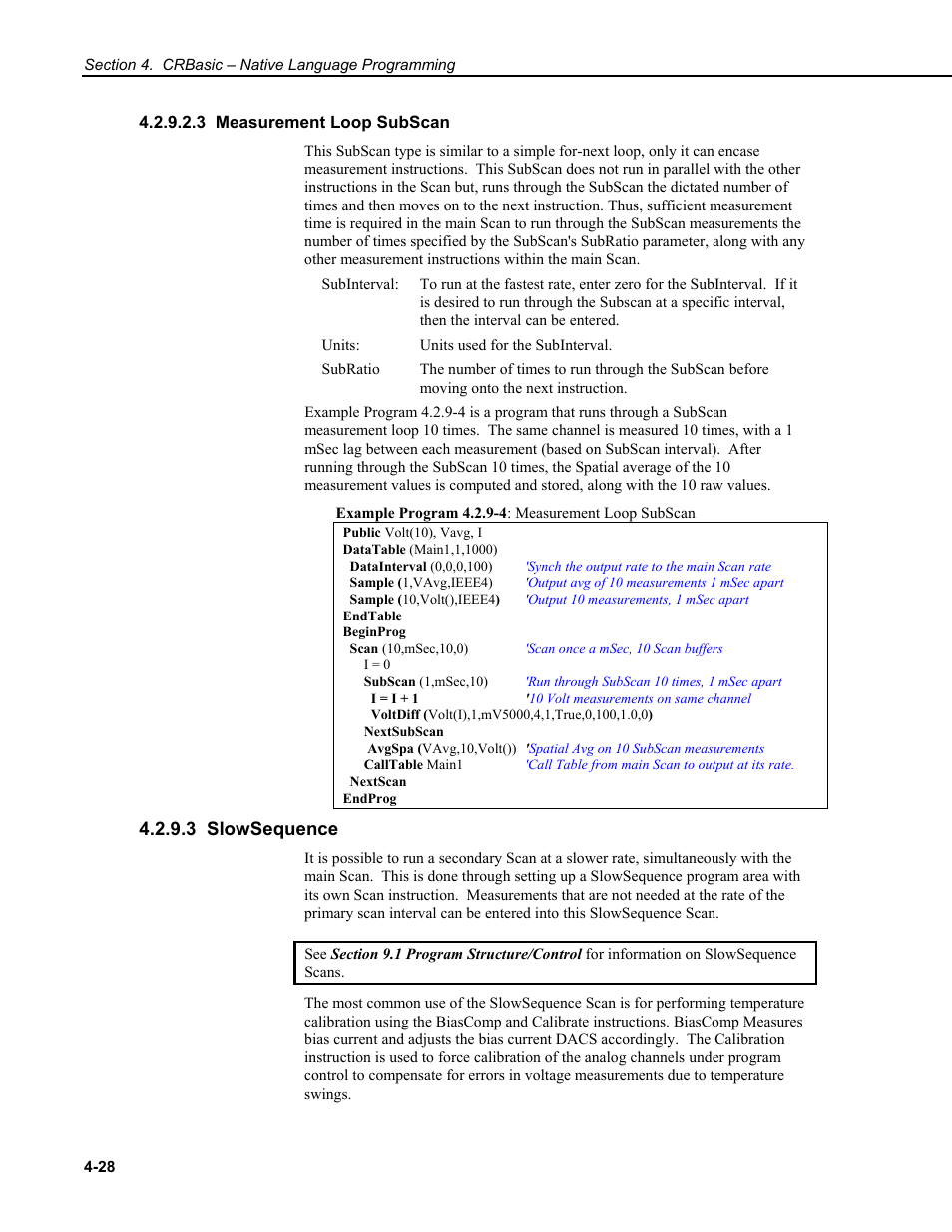 3 measurement loop subscan, 3 slowsequence | Campbell Scientific CR9000X Measurement and Control System User Manual | Page 156 / 442