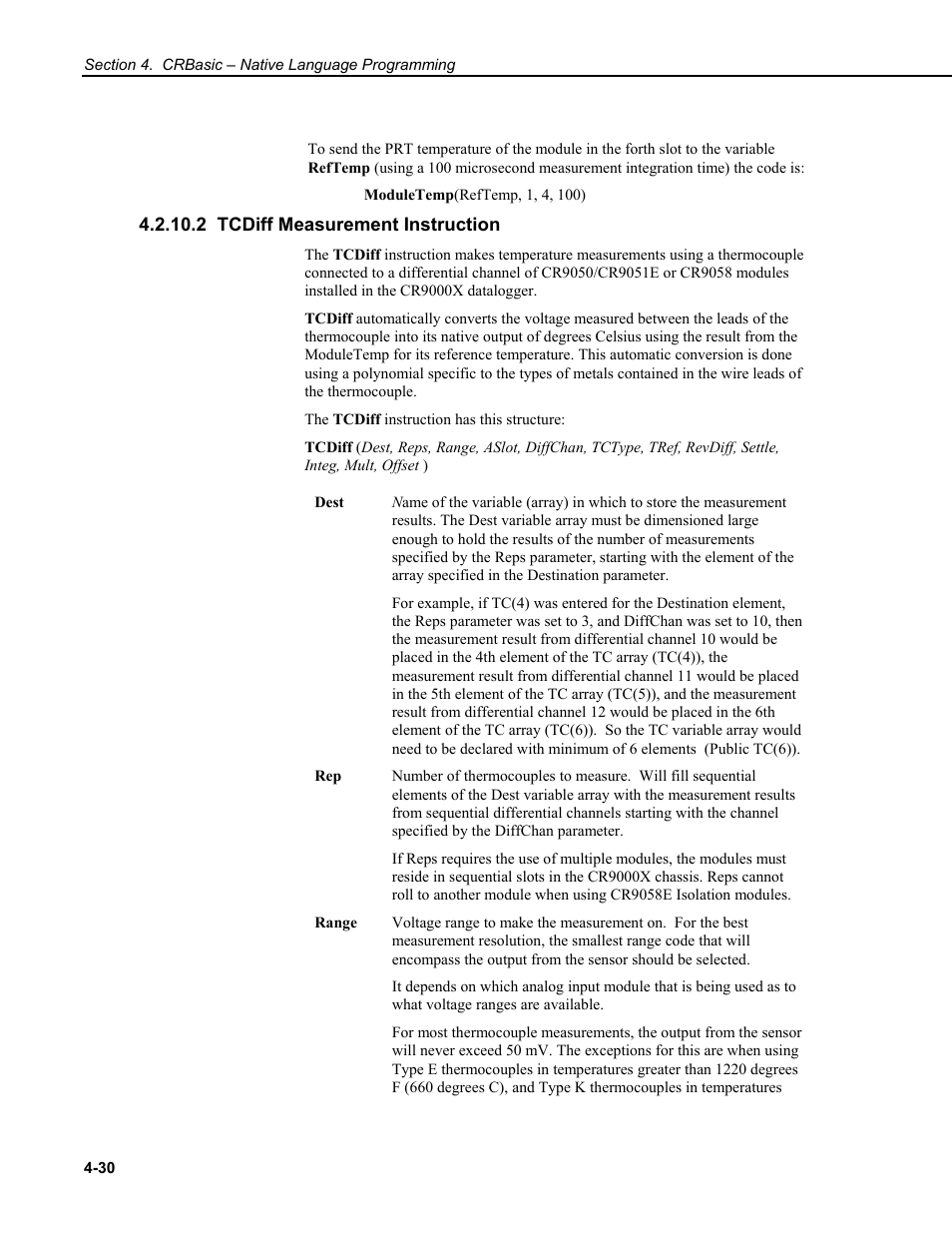2 tcdiff measurement instruction | Campbell Scientific CR9000X Measurement and Control System User Manual | Page 158 / 442