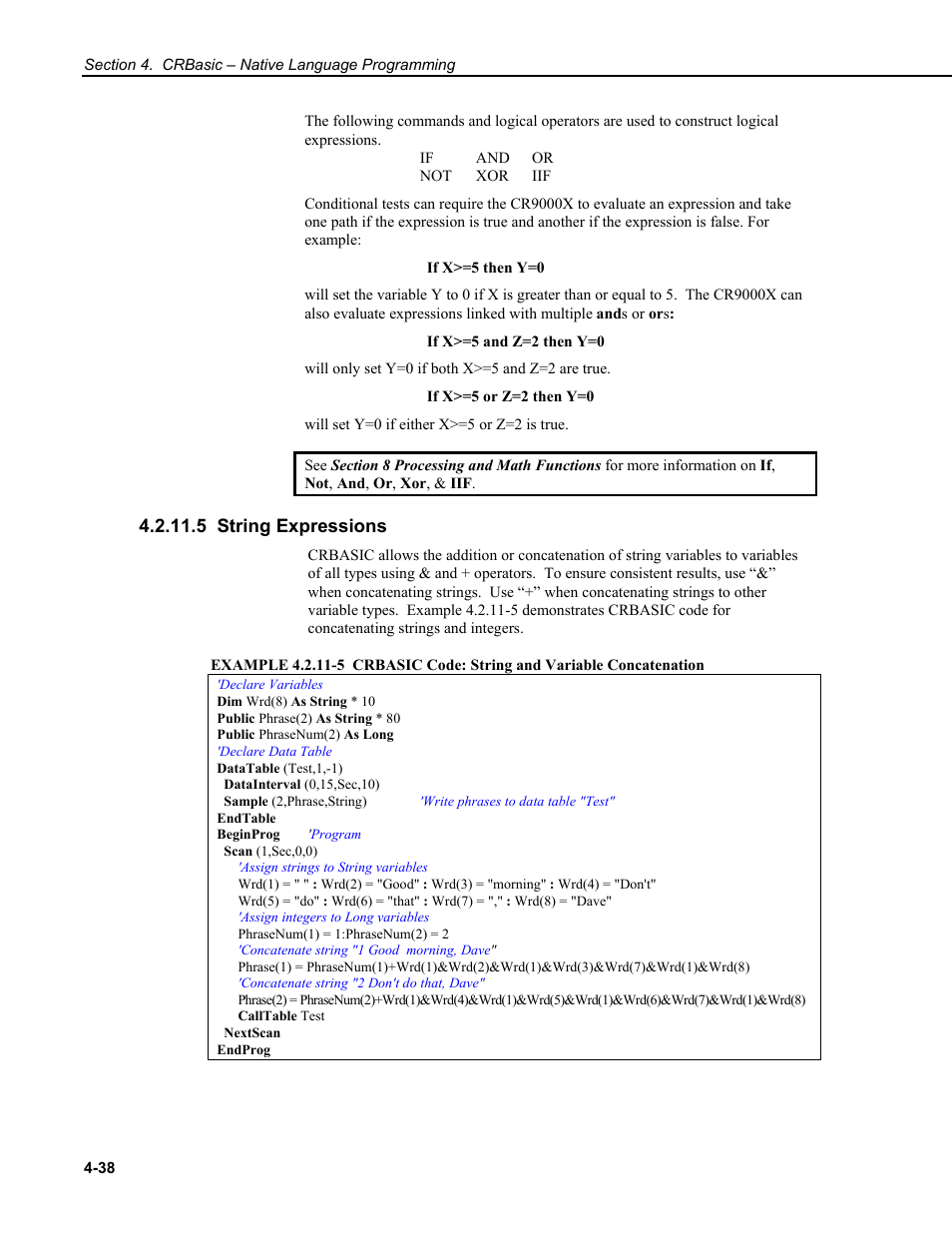 5 string expressions | Campbell Scientific CR9000X Measurement and Control System User Manual | Page 166 / 442