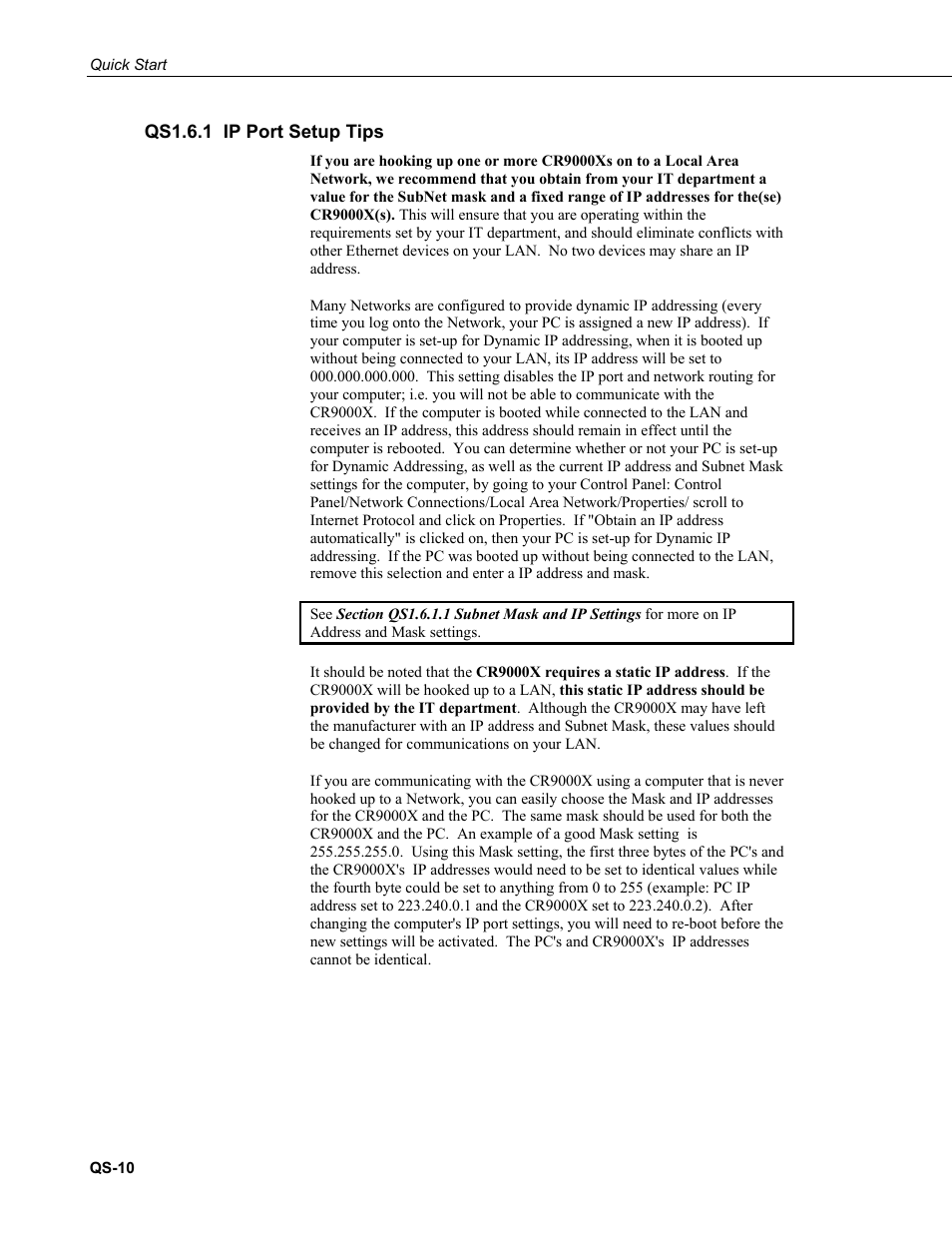 Qs1.6.1 ip port setup tips | Campbell Scientific CR9000X Measurement and Control System User Manual | Page 18 / 442