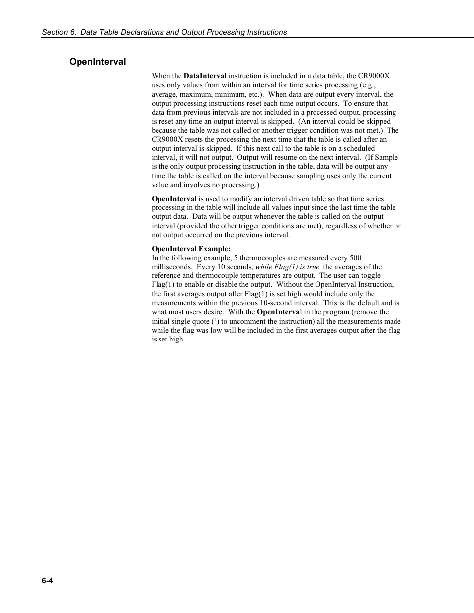 Openinterval | Campbell Scientific CR9000X Measurement and Control System User Manual | Page 188 / 442