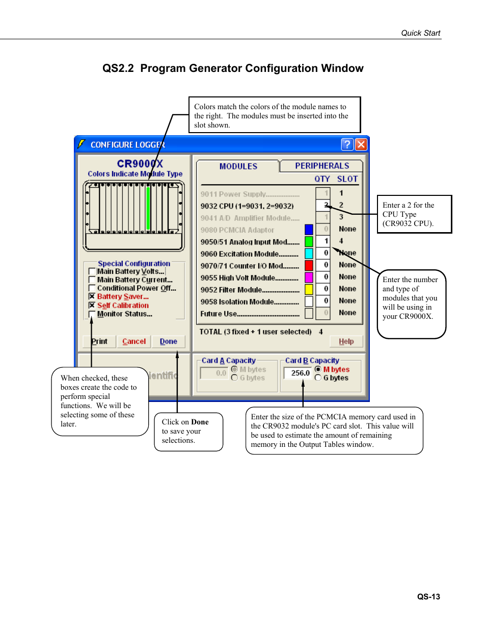 Qs2.2 program generator configuration window | Campbell Scientific CR9000X Measurement and Control System User Manual | Page 21 / 442