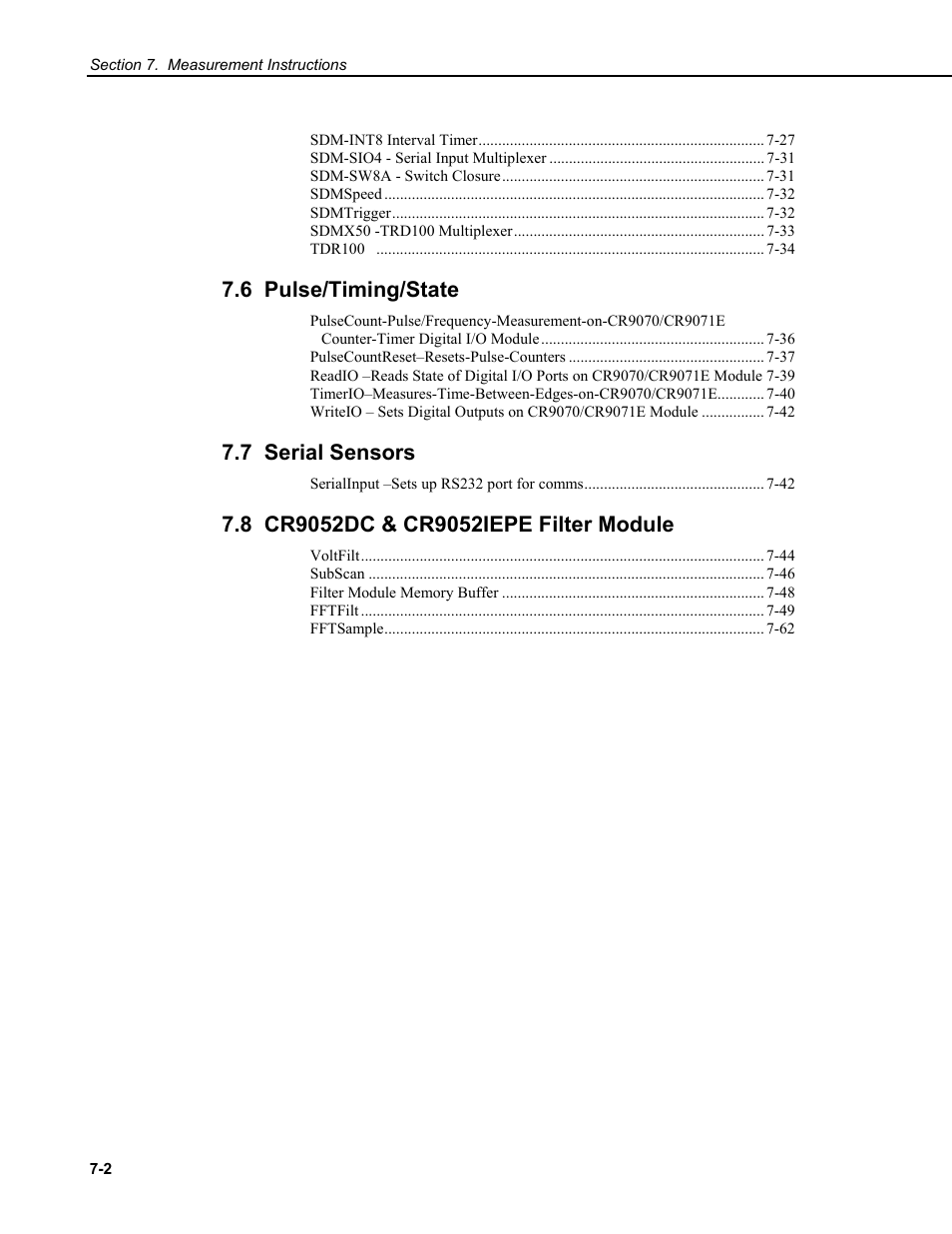 6 pulse/timing/state, 7 serial sensors | Campbell Scientific CR9000X Measurement and Control System User Manual | Page 226 / 442