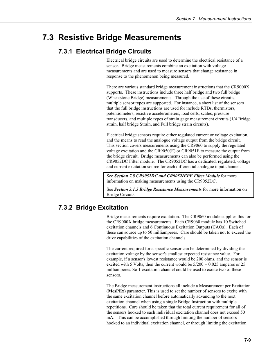 3 resistive bridge measurements, 1 electrical bridge circuits, 2 bridge excitation | Campbell Scientific CR9000X Measurement and Control System User Manual | Page 233 / 442