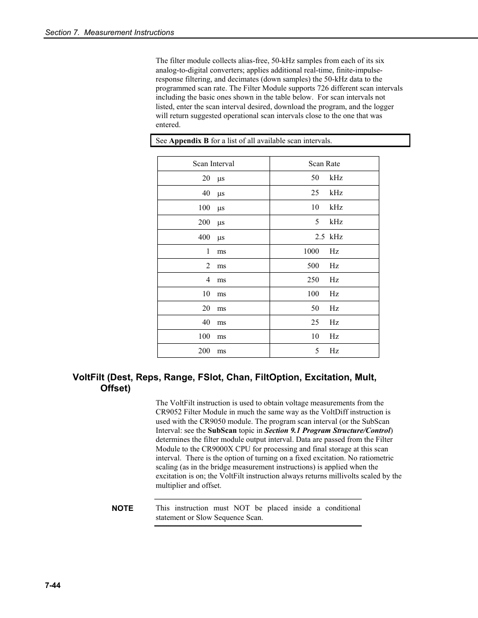 Scan interval, Scan rate, 500 hz | Campbell Scientific CR9000X Measurement and Control System User Manual | Page 268 / 442