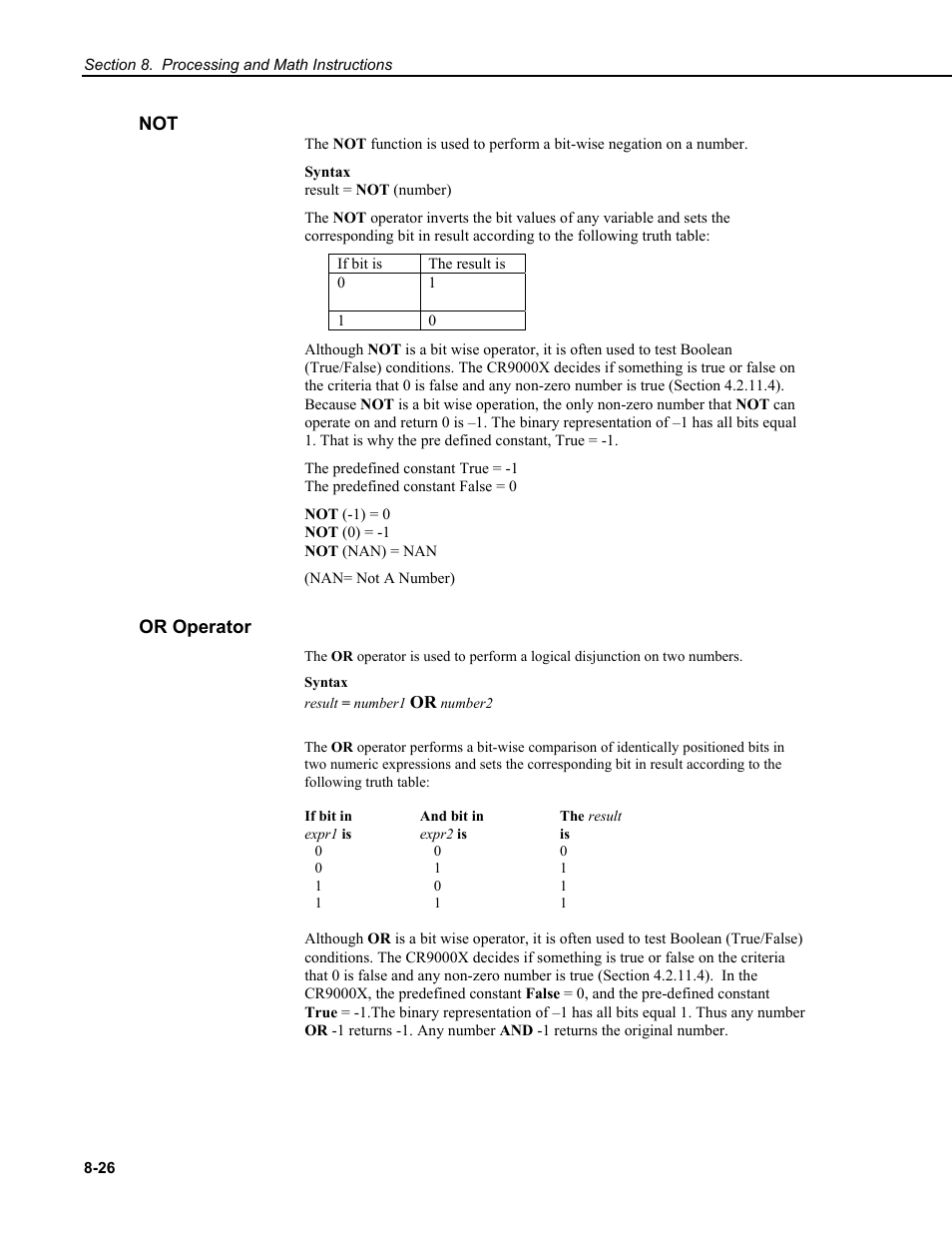 Syntax, Or operator | Campbell Scientific CR9000X Measurement and Control System User Manual | Page 312 / 442