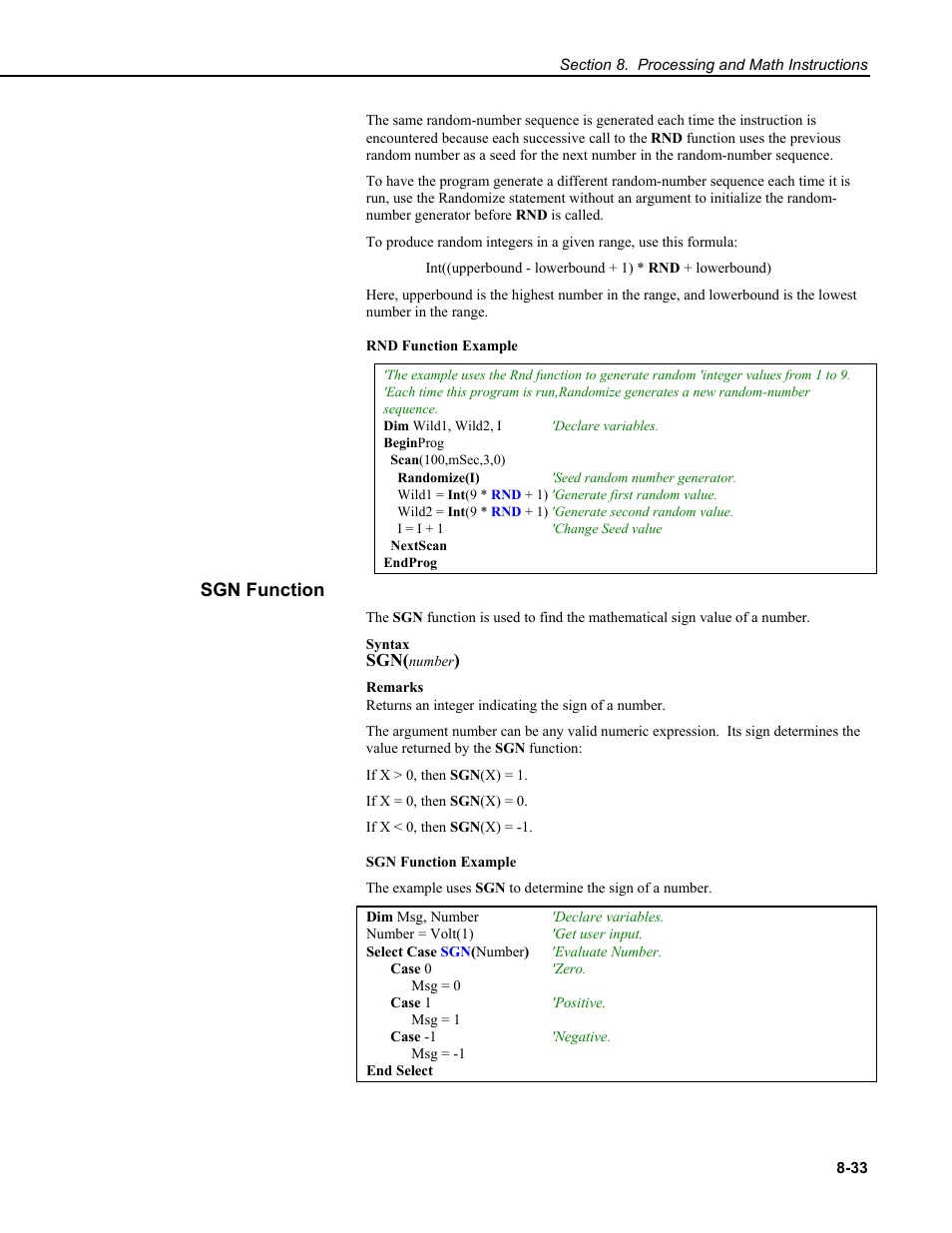 Sgn function | Campbell Scientific CR9000X Measurement and Control System User Manual | Page 319 / 442
