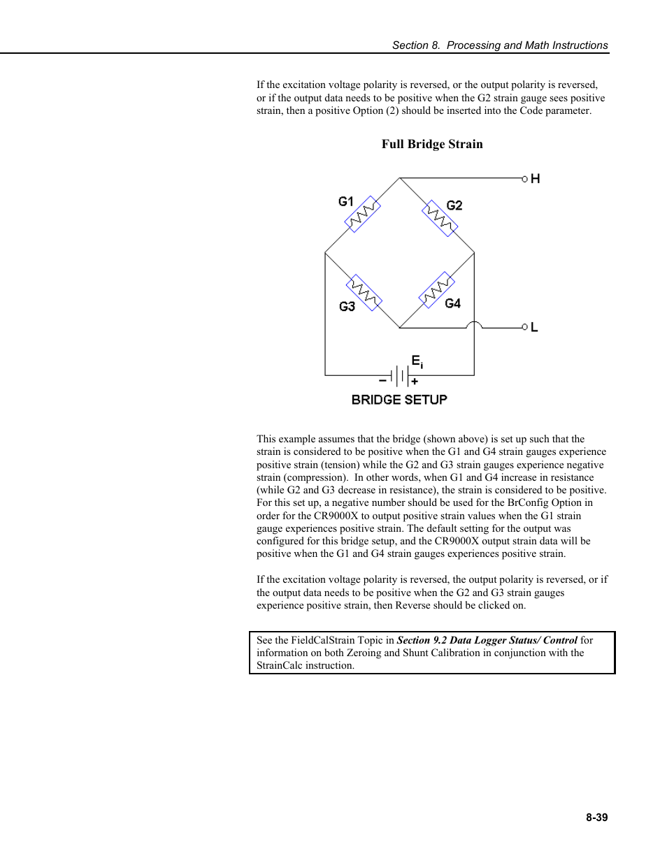 Full bridge strain | Campbell Scientific CR9000X Measurement and Control System User Manual | Page 325 / 442