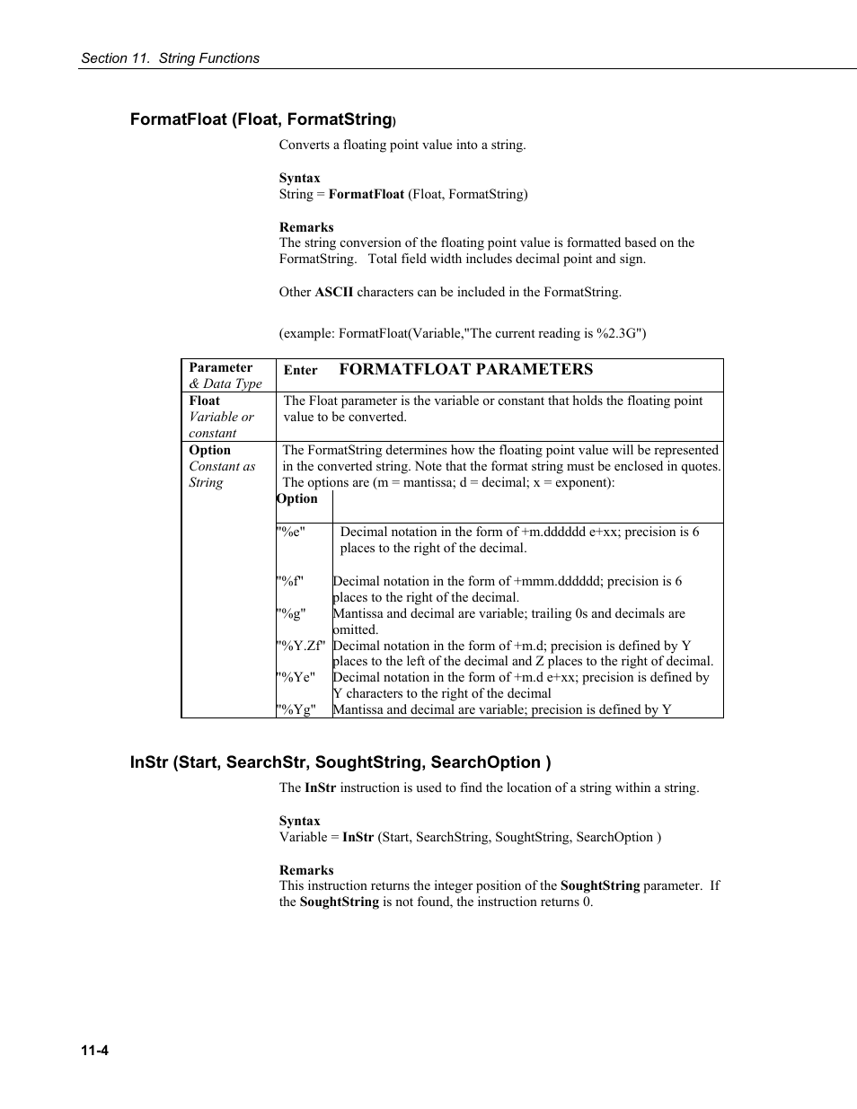 Formatfloat (float, formatstring), Syntax, Variable or constant | Remarks | Campbell Scientific CR9000X Measurement and Control System User Manual | Page 400 / 442