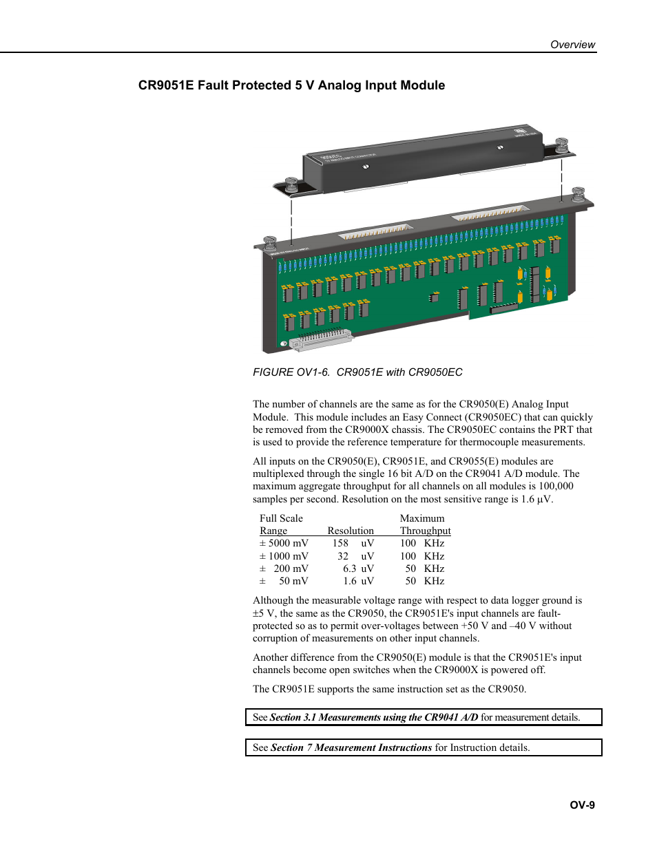 Cr9051e fault protected 5 v analog input module | Campbell Scientific CR9000X Measurement and Control System User Manual | Page 41 / 442