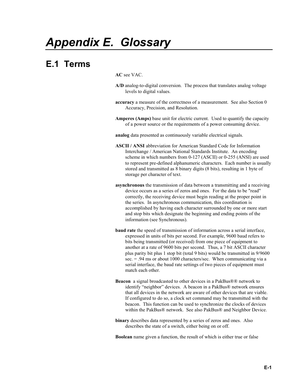Appendix e. glossary, E.1 terms | Campbell Scientific CR9000X Measurement and Control System User Manual | Page 421 / 442