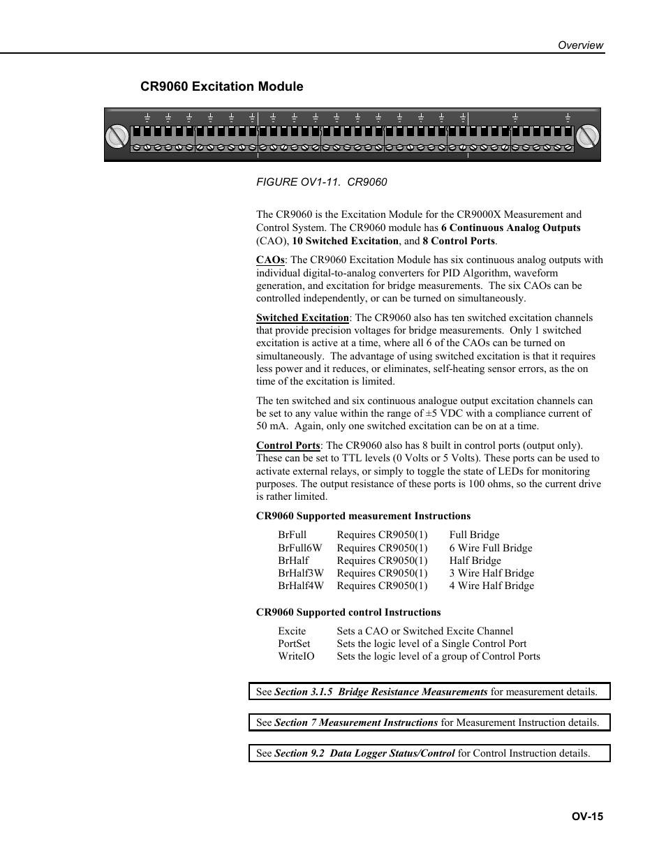 Cr9060 excitation module | Campbell Scientific CR9000X Measurement and Control System User Manual | Page 47 / 442