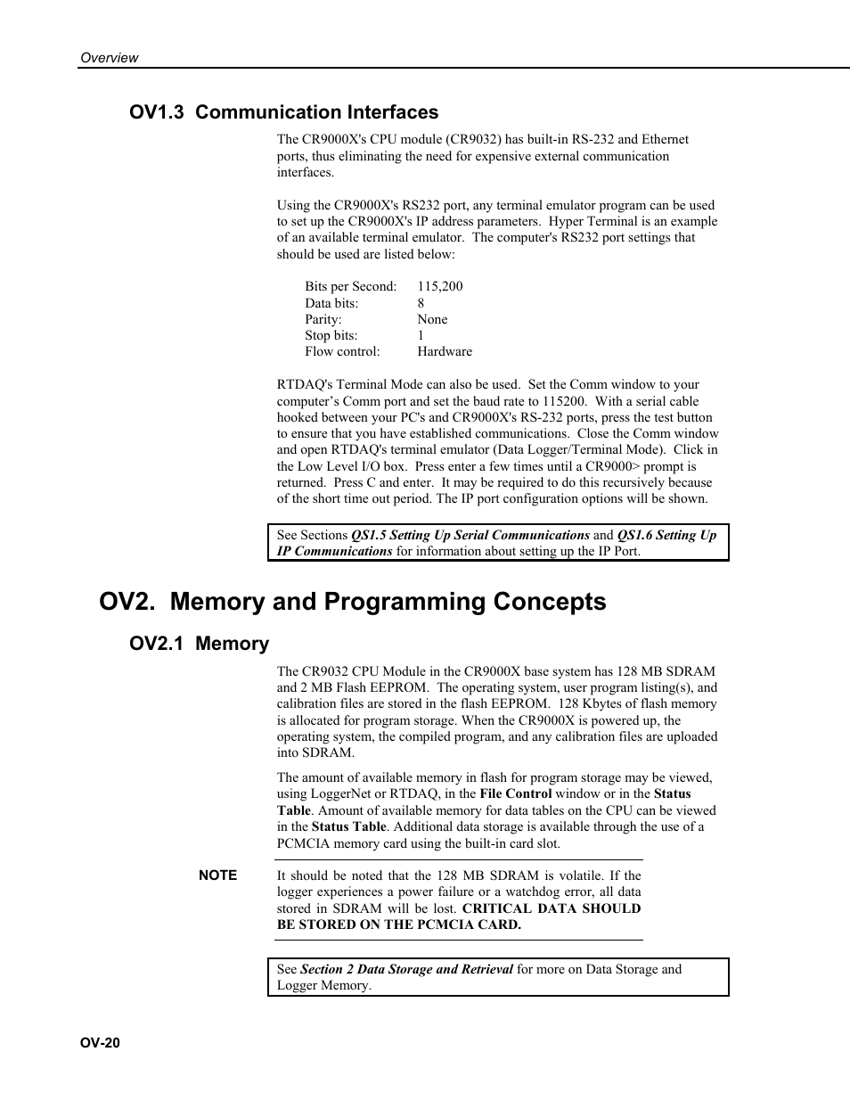 Ov1.3 communication interfaces, Ov2. memory and programming concepts, Ov2.1 memory | Campbell Scientific CR9000X Measurement and Control System User Manual | Page 52 / 442