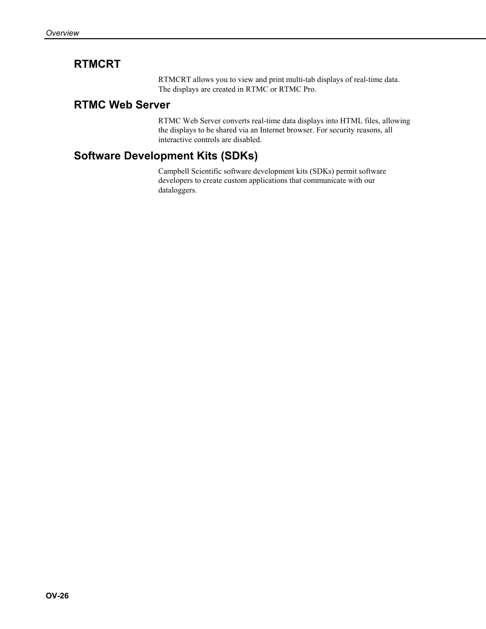 Rtmcrt, Rtmc web server, Software development kits (sdks) | Campbell Scientific CR9000X Measurement and Control System User Manual | Page 58 / 442