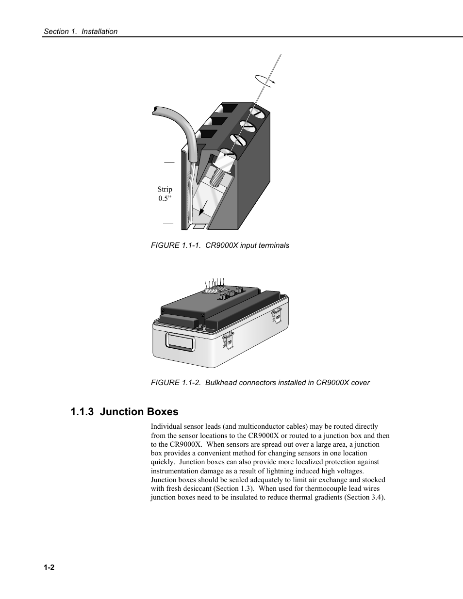 3 junction boxes | Campbell Scientific CR9000X Measurement and Control System User Manual | Page 64 / 442