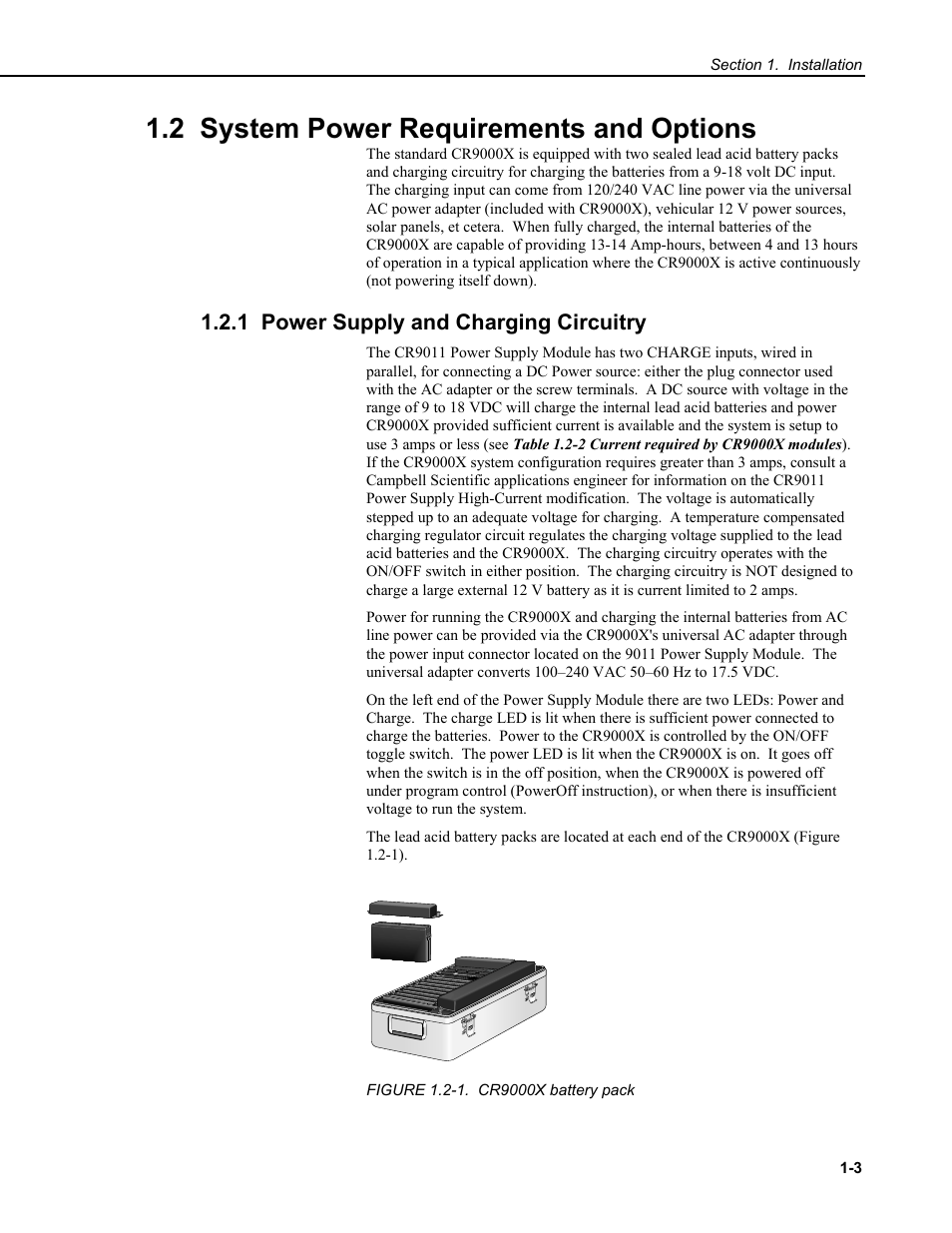 2 system power requirements and options, 1 power supply and charging circuitry | Campbell Scientific CR9000X Measurement and Control System User Manual | Page 65 / 442