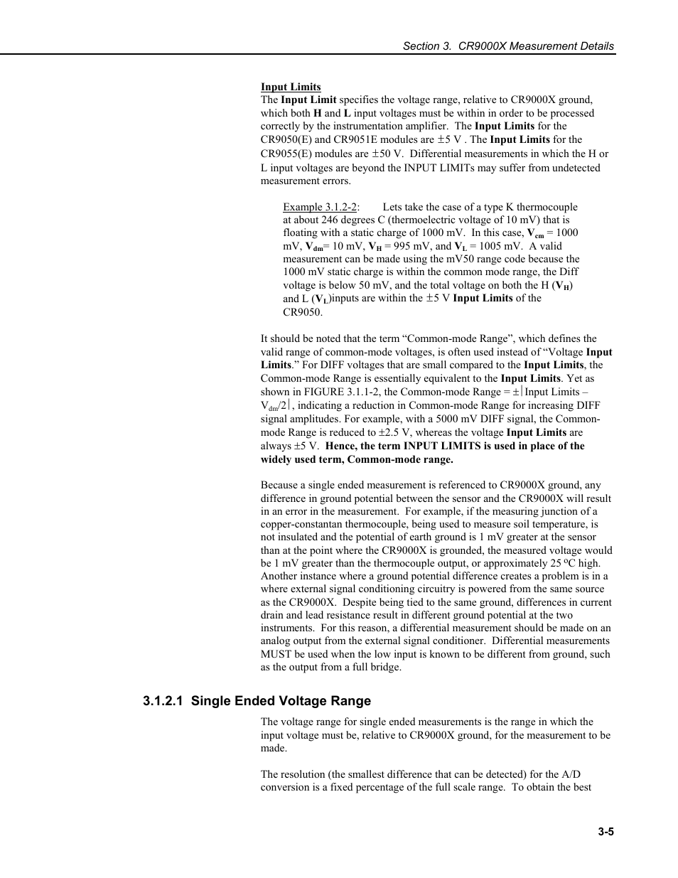 1 single ended voltage range | Campbell Scientific CR9000X Measurement and Control System User Manual | Page 93 / 442