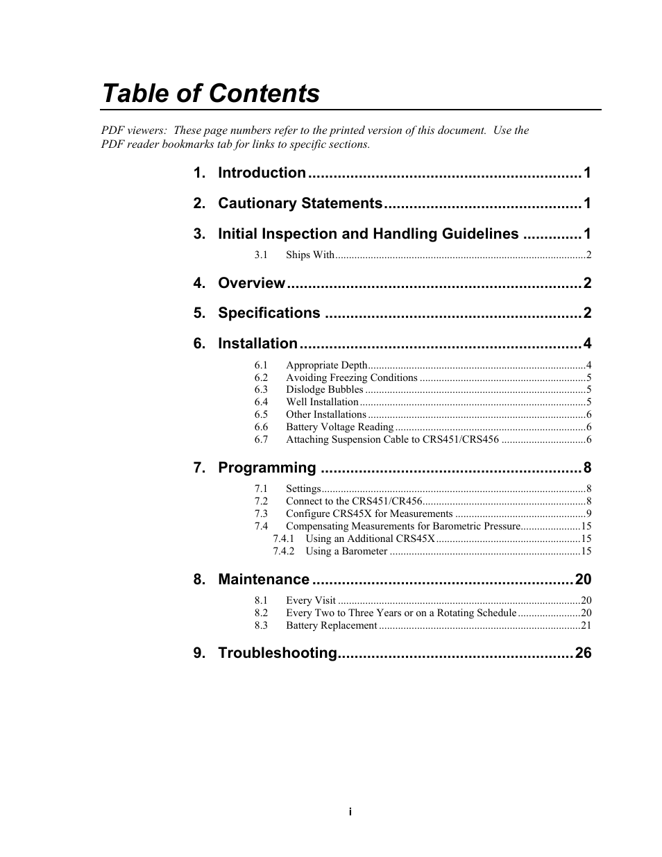 Campbell Scientific CRS451/CRS456 Submersible Water-Level Recording Sensor User Manual | Page 5 / 38