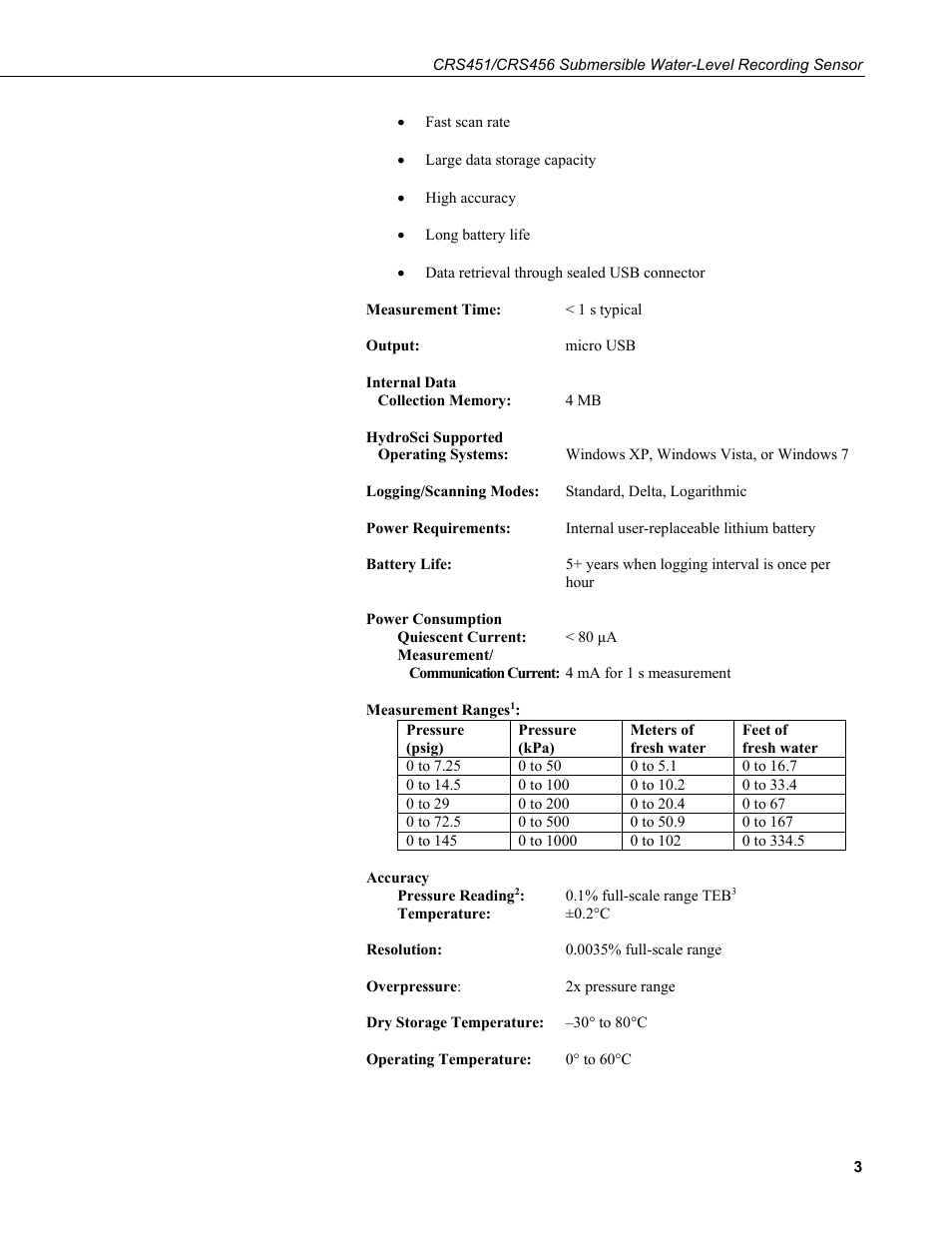 Campbell Scientific CRS451/CRS456 Submersible Water-Level Recording Sensor User Manual | Page 9 / 38