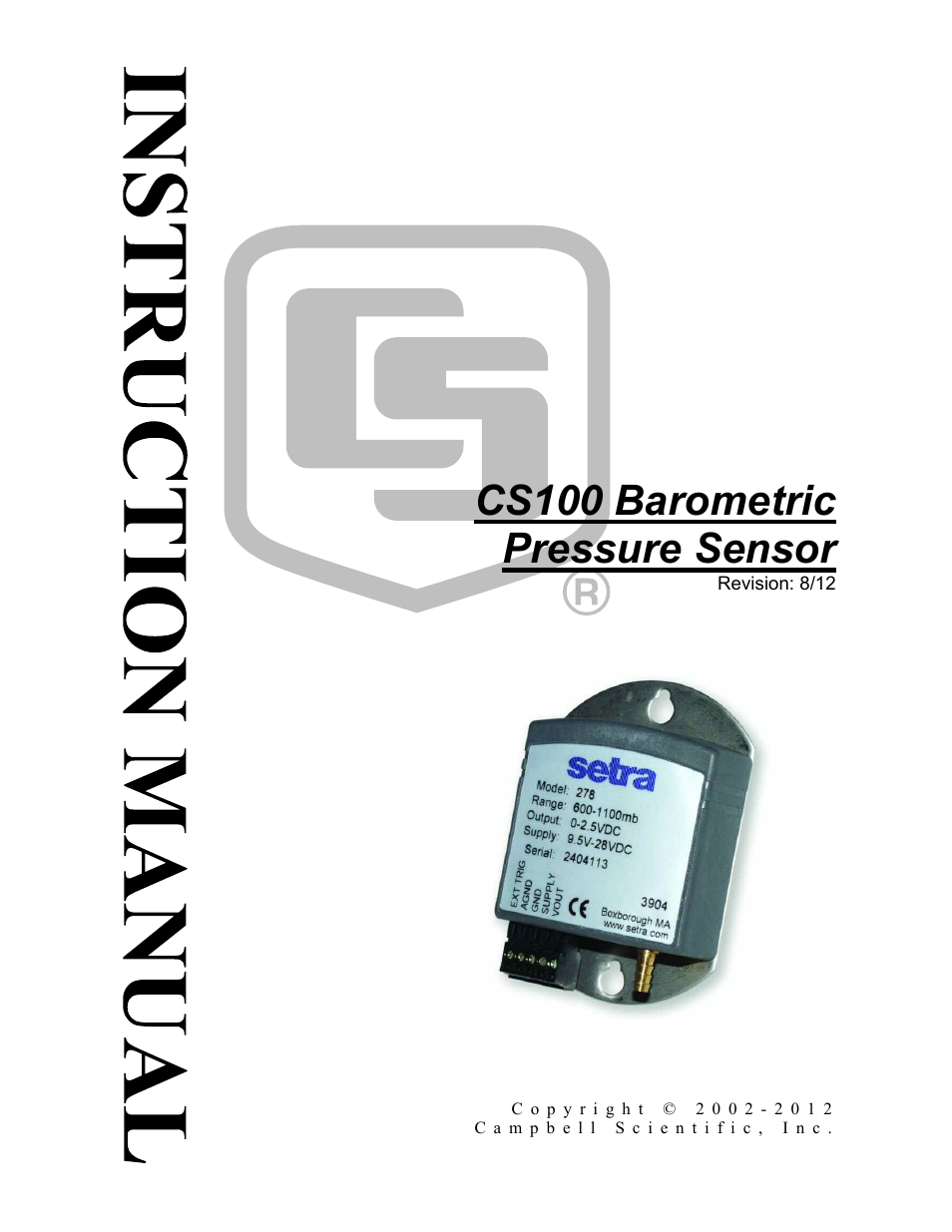 Campbell Scientific CS100 Barometric Pressure Sensor User Manual | 24 pages