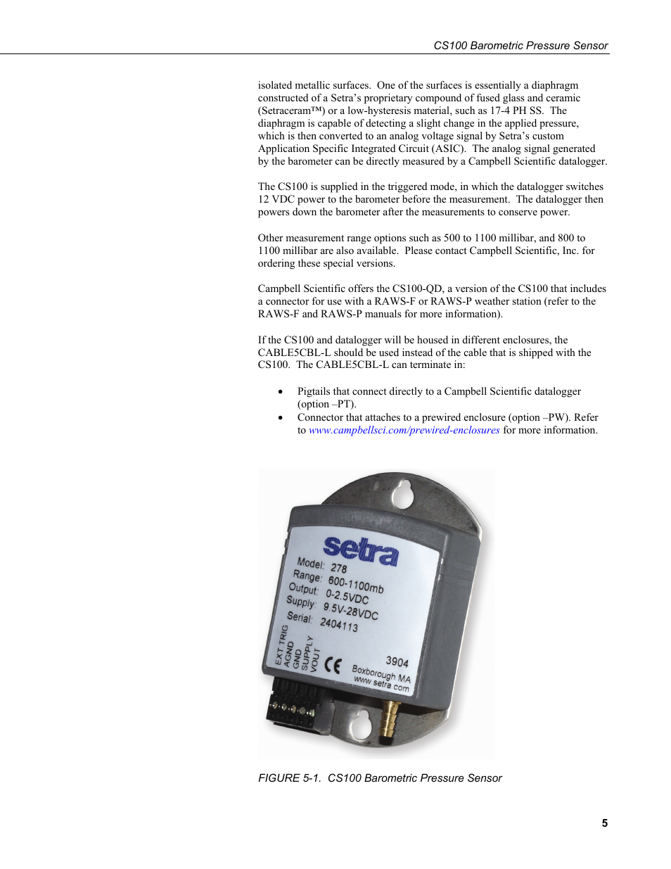 1. cs100 barometric pressure sensor | Campbell Scientific CS100 Barometric Pressure Sensor User Manual | Page 11 / 24