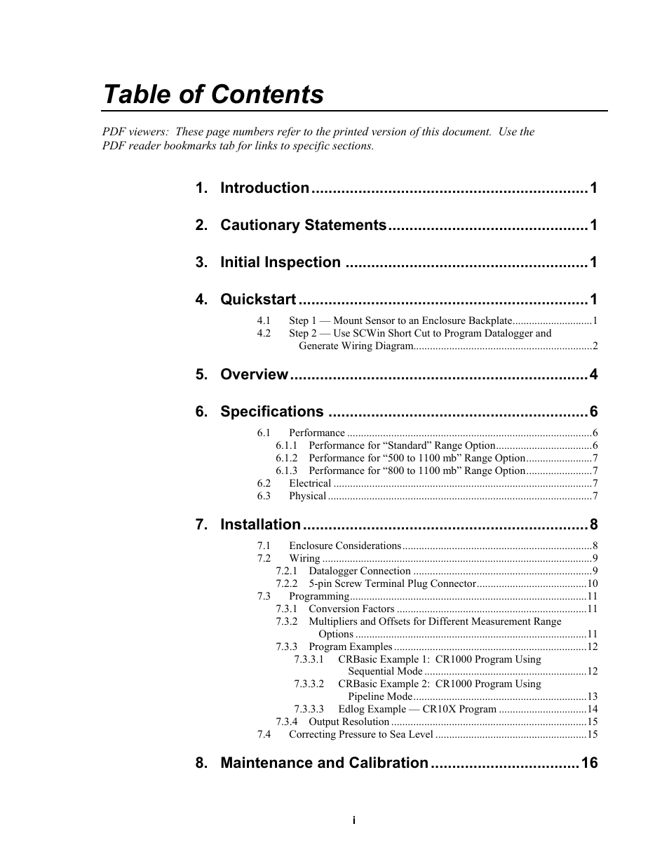Campbell Scientific CS100 Barometric Pressure Sensor User Manual | Page 5 / 24